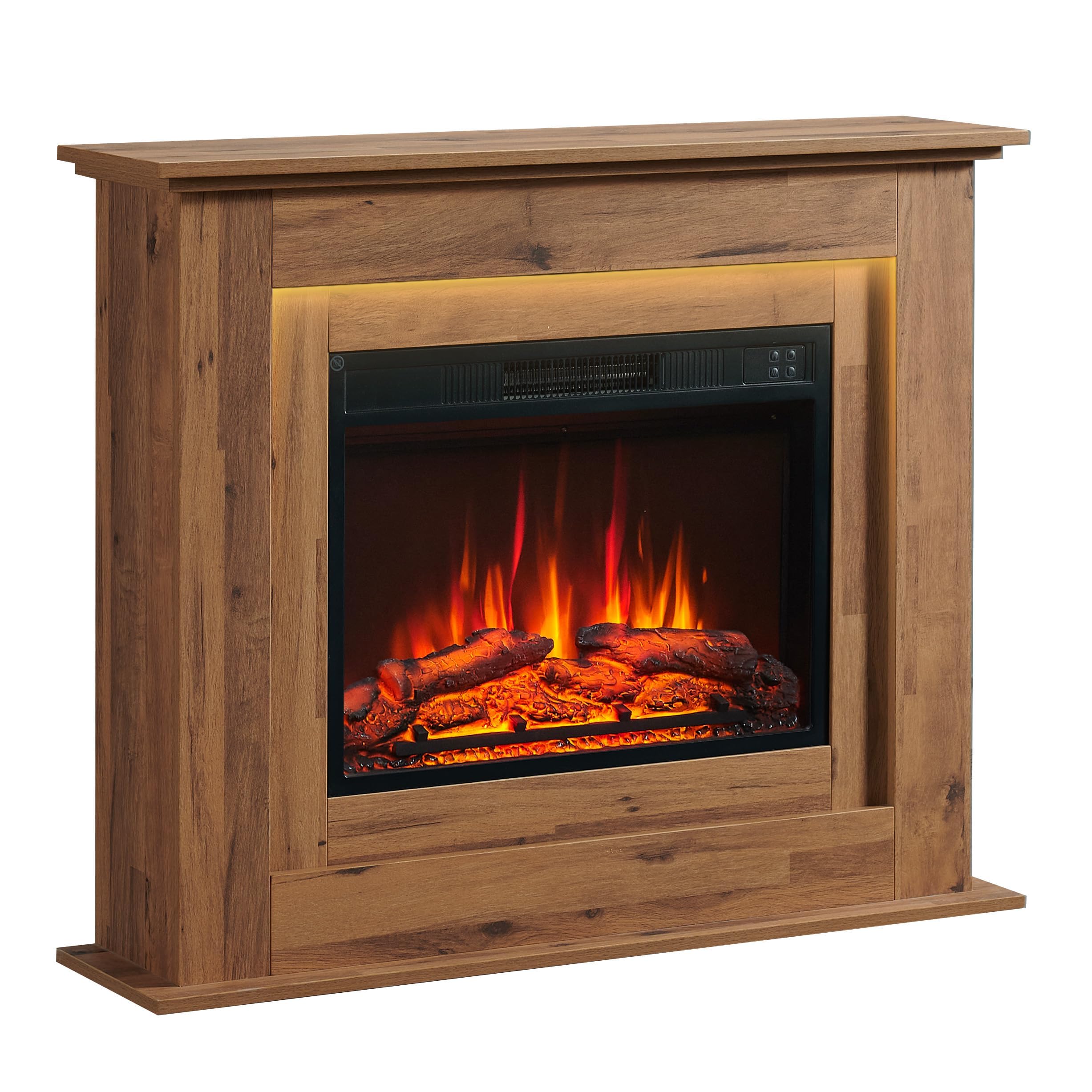BALDERIA Finn Elektrokamin Dunkle Eiche – Elektrischer Standkamin mit 3D-Flammeneffekt