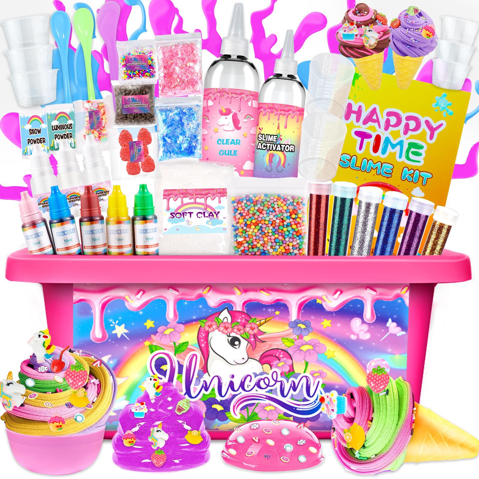 Kit Slime Fai Da Te Gigante Per Bambini: 18 Colori Crystal Slime, Glitter, Polvere Fosforescente E Accessori Per Gioco Creativo E Sensoriale - Regalo Ideale Per Bambine E Bambini 5+