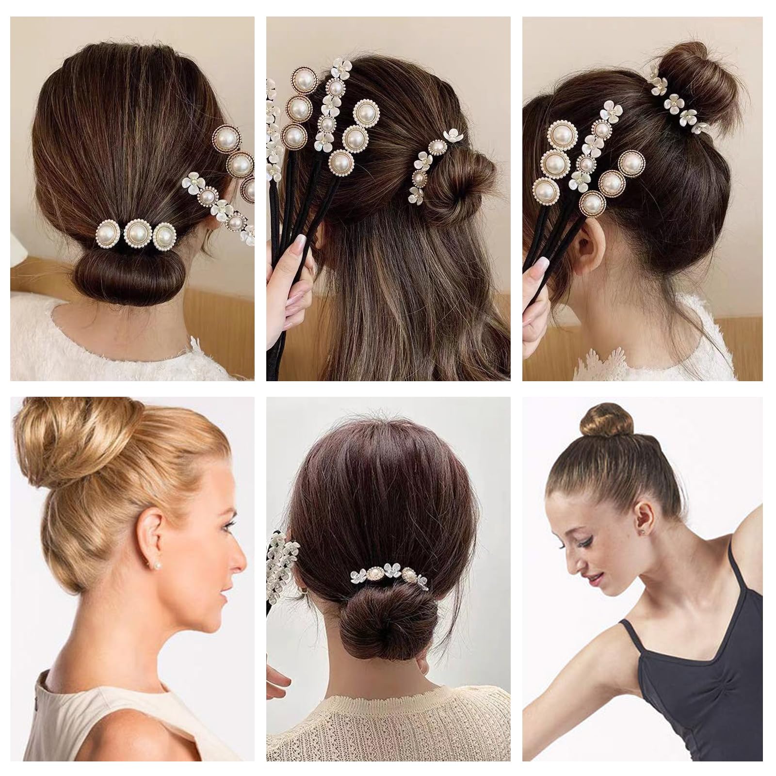 Donut de Pelo 30 PCS, Accesorios de Peinado, Moño de Pelo DIY Set para Bailarines