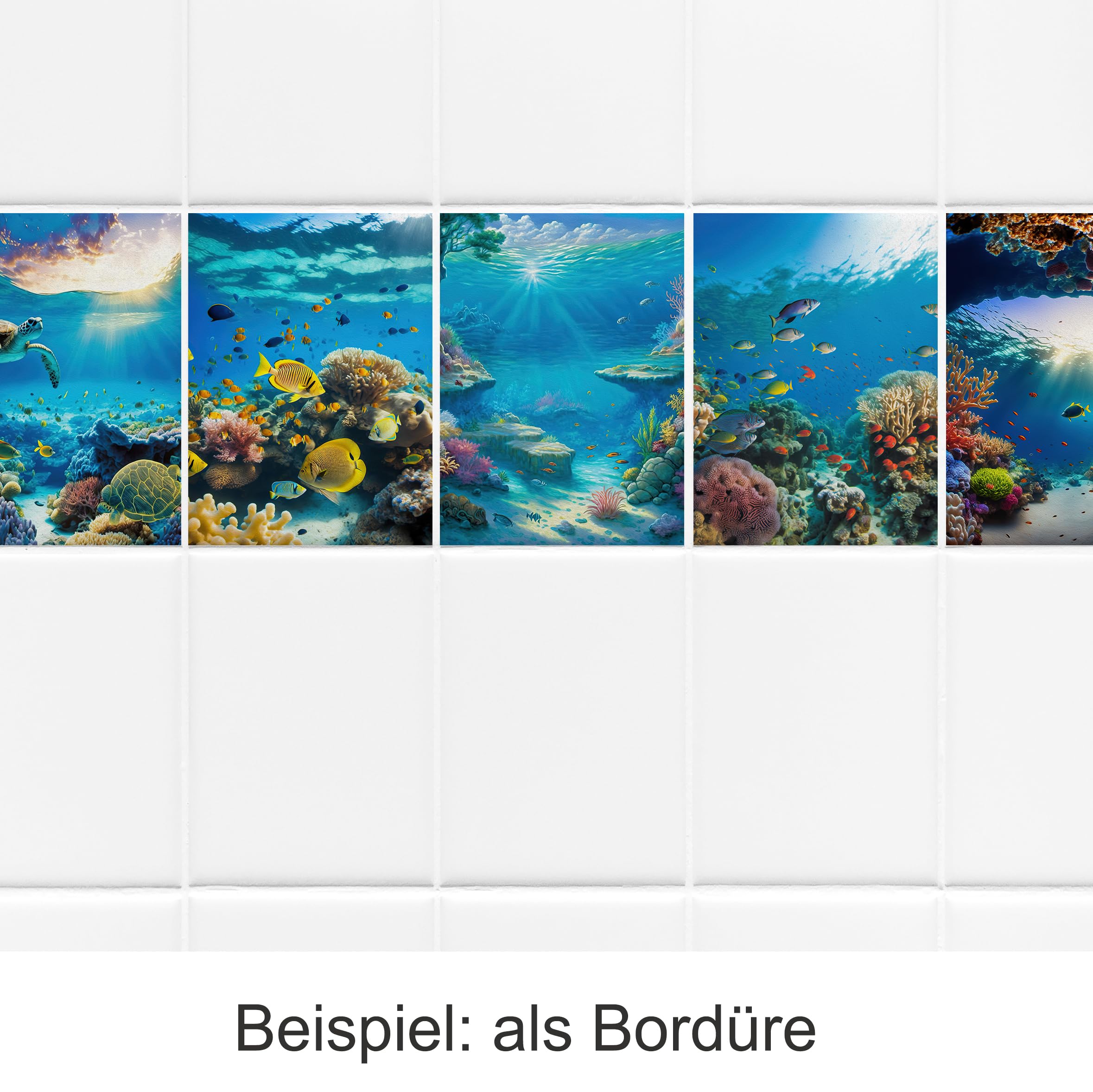 GRAZDesign Fliesenaufkleber Bad Unterwasser Fische, Fliesenbilder selbstklebend - 15x20cm / 40 Stück