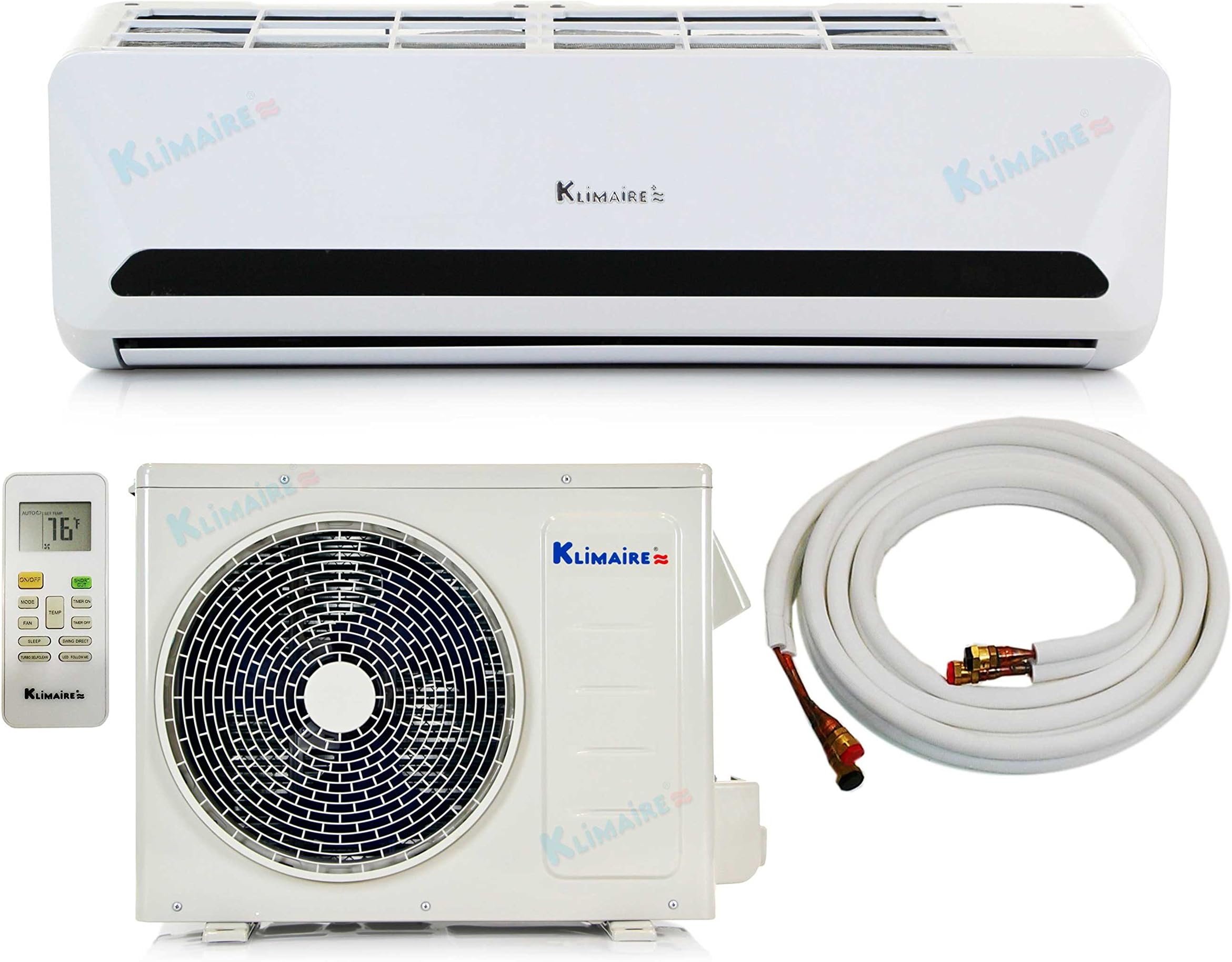 32,000 Btu Klimaire 14 SEER DC Inverter QUICK & EASY Install Ductless Mini Split Heat Pump Air Conditioner - 220 Volt - PRE-CHARGED COMPLETE SYSTEM with 16 ft PRE-CHARGED Quick Connect Installation Kit KSID032-H214Q