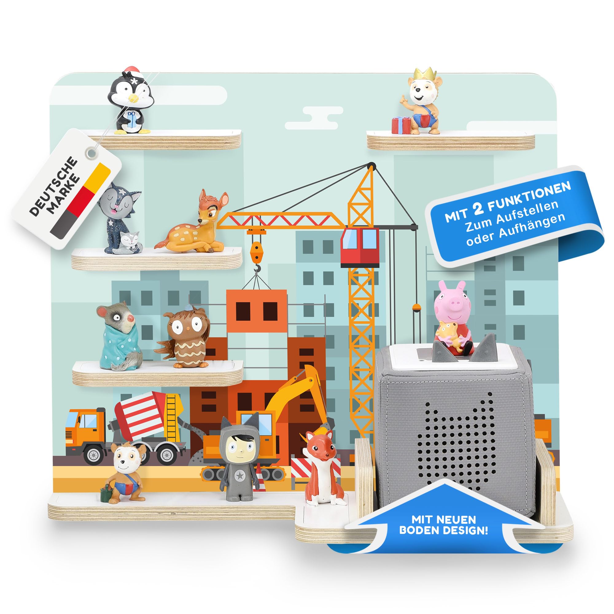 stadtecken Estantería infantil para caja de música, diseño de obra pequeño, adecuado para la caja Toniebox y aprox. 32 tonos, regalo I idea de regalo I jugar, coleccionar, colocar o colgar