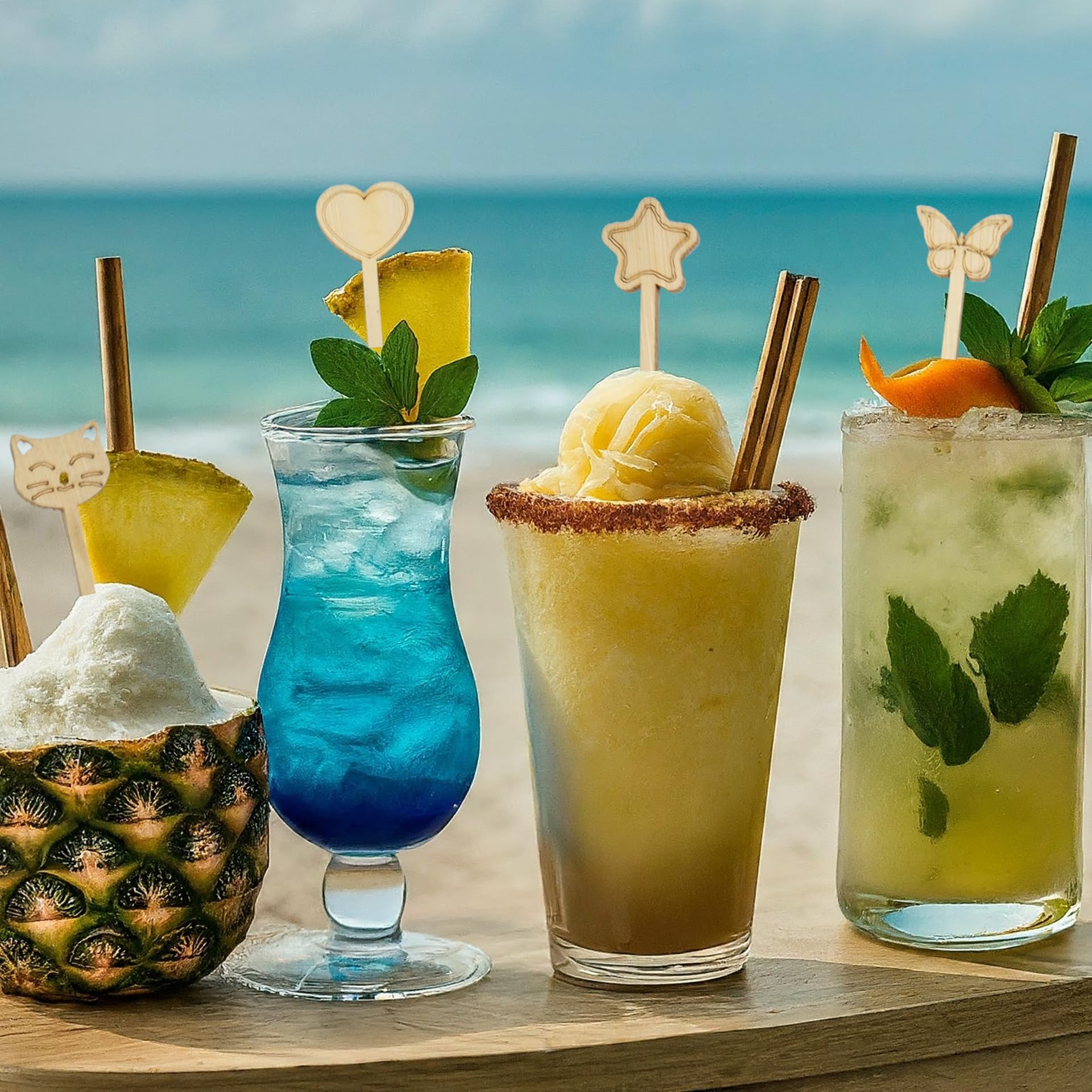 Amazon.co.jp: かわいいスタースタイルの竹串(4.7インチ、50個