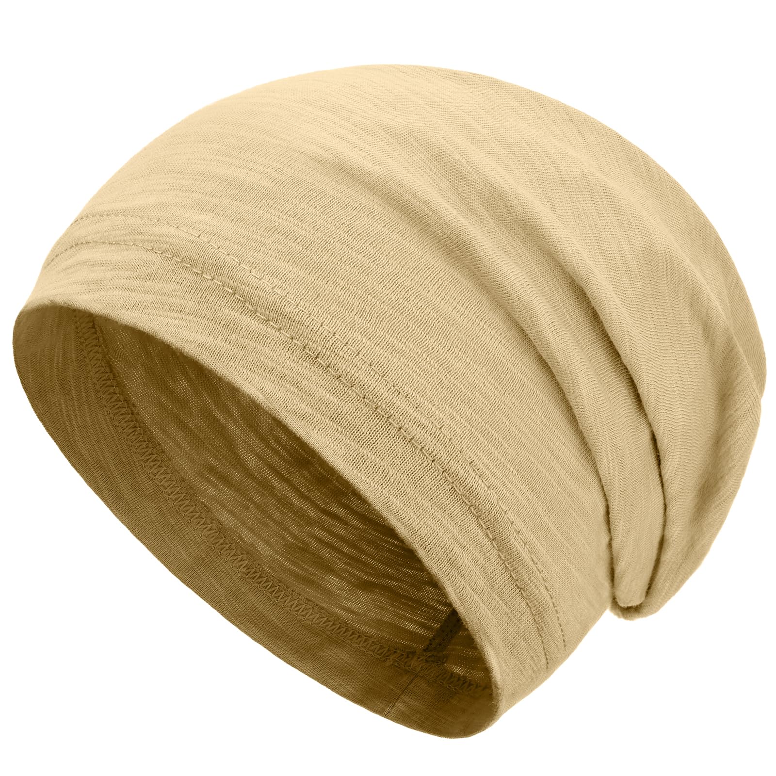 Simapu 100% Cotton Beanie for Men Women, Thin Slouchy Beanies Lightweight Chemo Skull Cap Daily Summer Hat Oversize Headwear — view 15