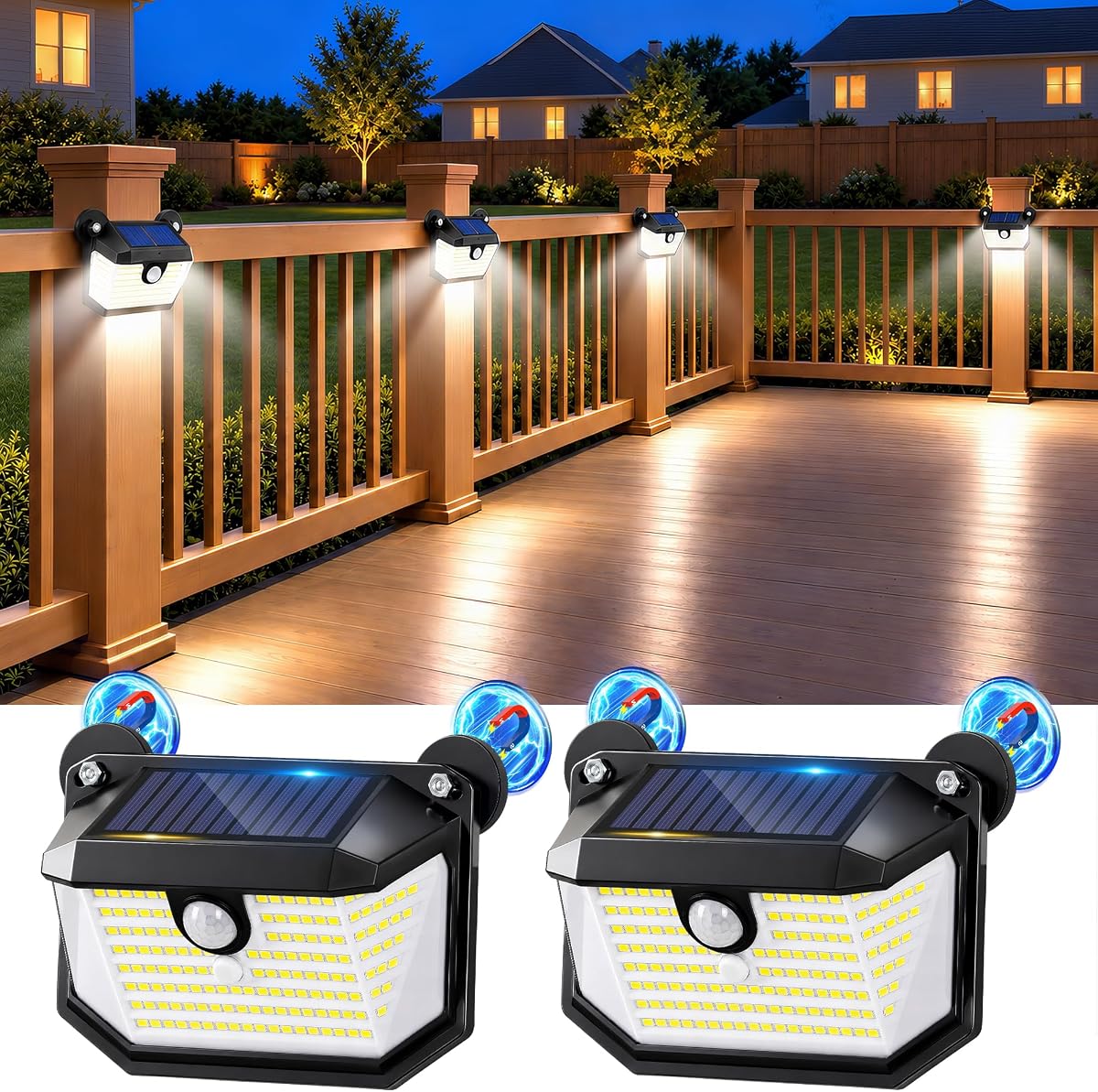 Magnetic Solar Lights Outdoor 800LM Motion Sensor Wall Light