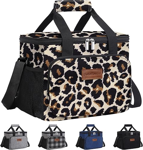 Lonchera reutilizable aislada para mujereshombres, bolsa de almuerzo a prueba de fugas con correa ajustable para el hombro, bolsillo frontal con