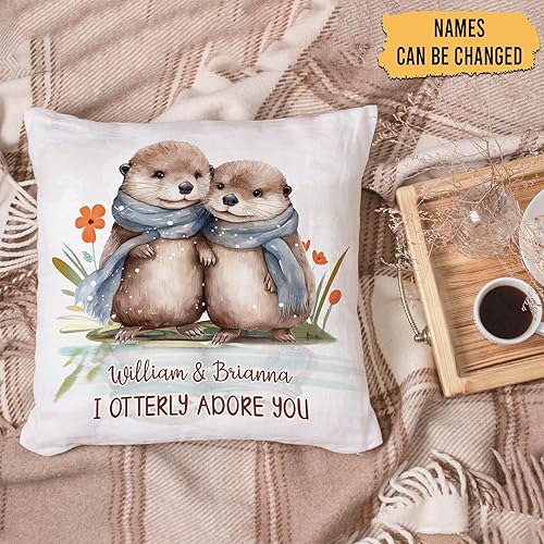 Vista 14 de Hyturtle Personalized Otter Pillow (Insert Included) Gifts for Couple Her Girlfriend Boyfriend Wife - Valentine's Day Birthday - I Love You Custom