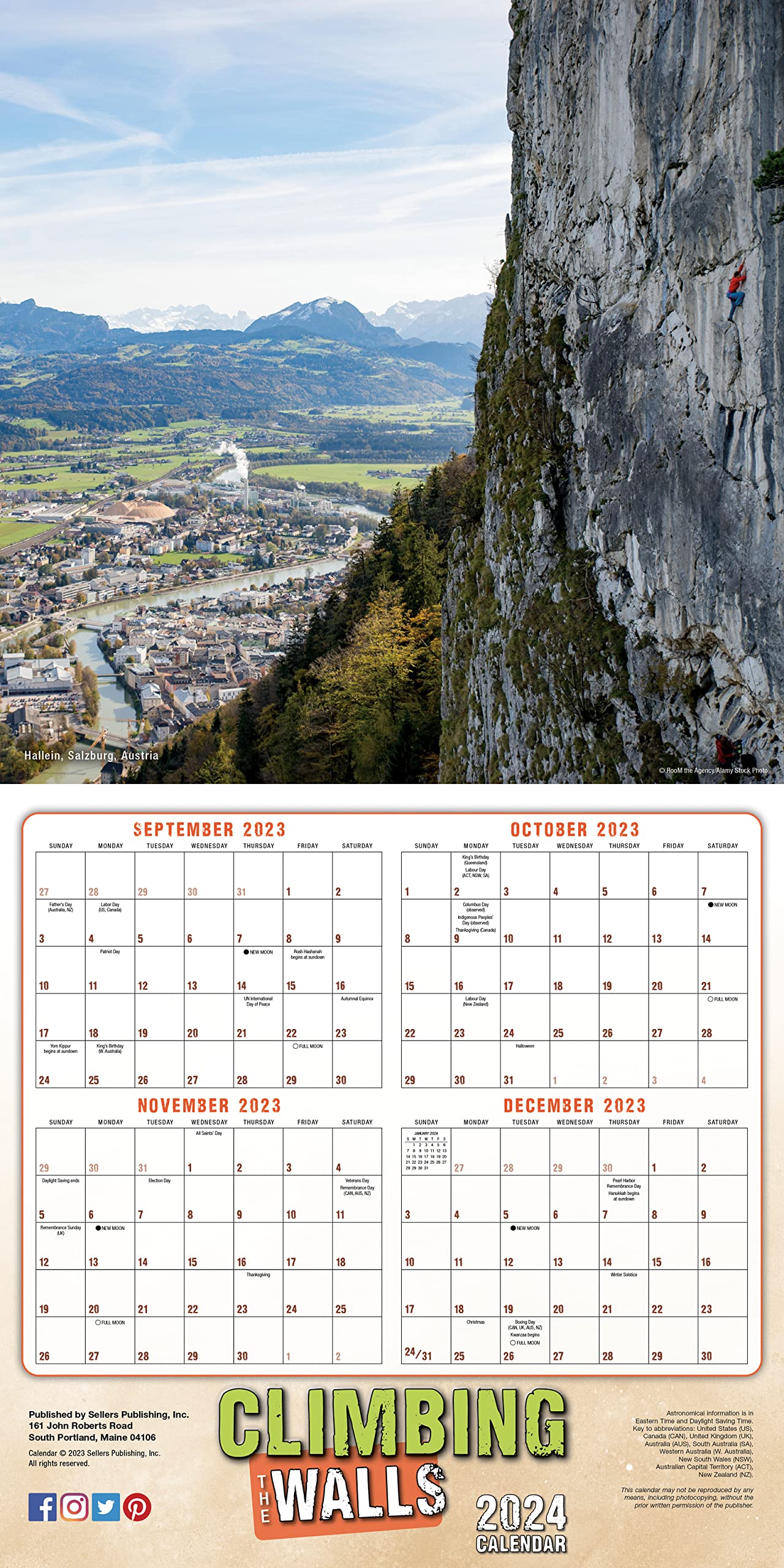 Amazon.com: Climbing the Walls 2024 Wall Calendar, 12" x 12" : Office  Products