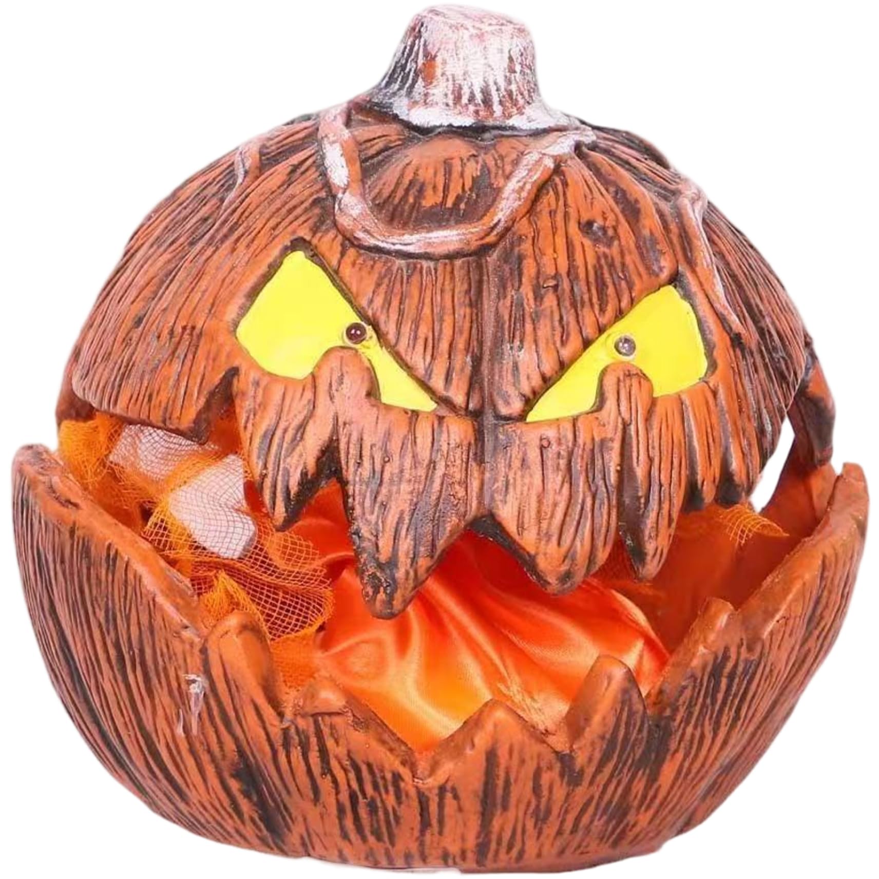 Hbbgdiy Halloween Animatronics Pumpkin Decor with Light-Up Eyes and Moving Mouth, Scary Sound Jackolantern for Haunted House, Yard, Porch, Patio, Halloween Party