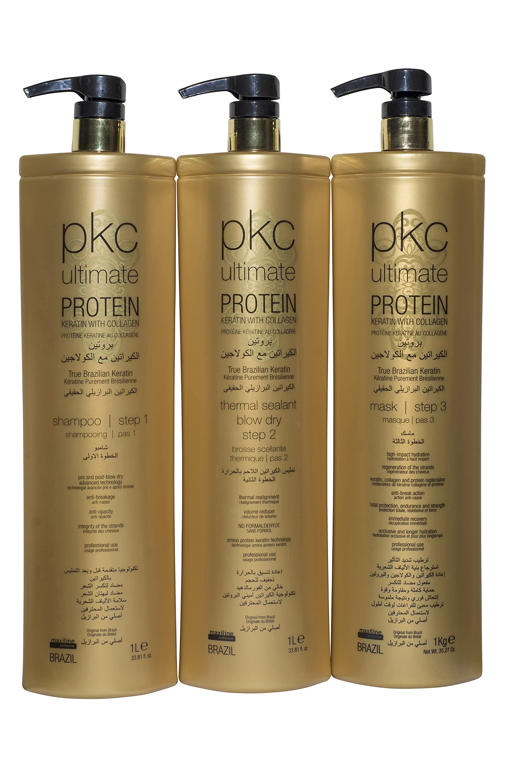 Pkc Protein Keratin with Collagen Straightening Set (Step1,2 and 3)