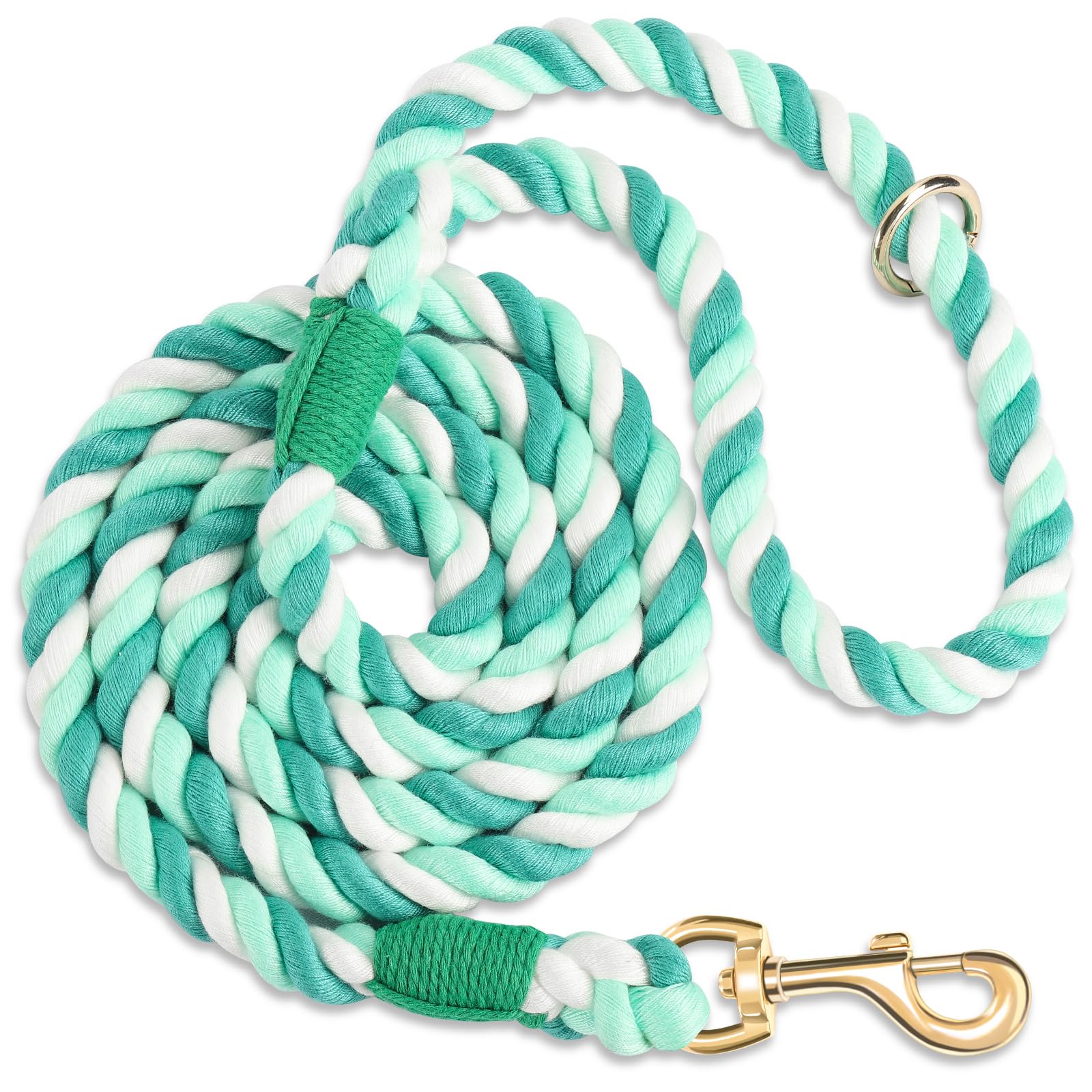 NUGUTIC Handmade Braided Cotton Rope Leash with Heavy Duty Metal Clasp, Cute Wedding Dog Leash (Moss Green, 5 FT) — image 1