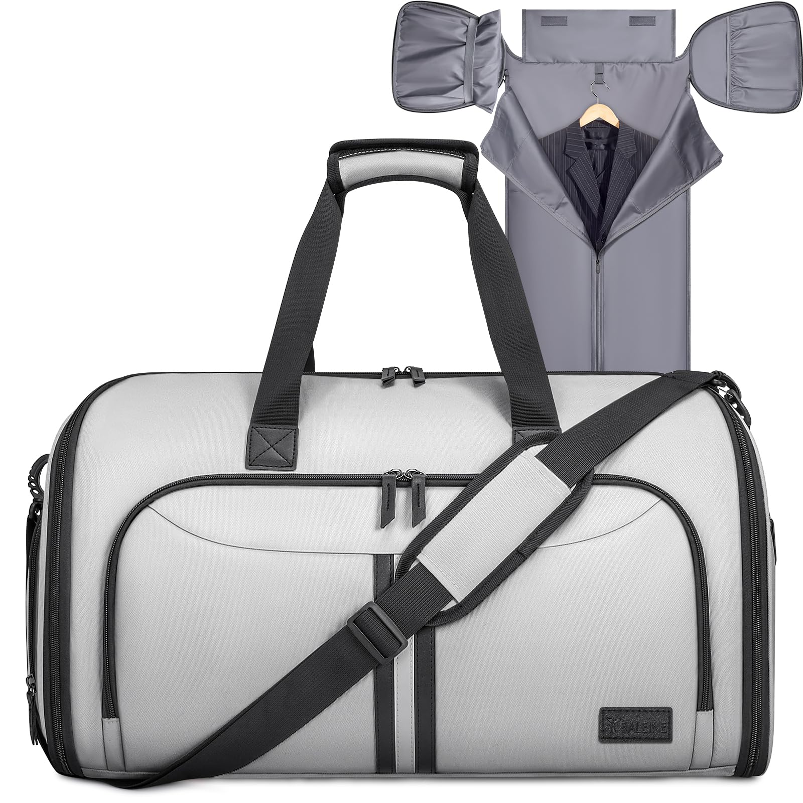 BALEINE Convertible Travel Garment Bag, Travel Suit Bag for Men, 2 in 1 Carry on Garment Bag for Hanging Clothes, Garment Duffel Bag for Travel