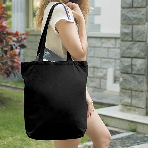 Miniatura 4 de Bolsa de lona natural grande resistente y fuerte (paquete de 1) con refuerzo inferior para manualidades, compras, comestibles y mucho más. (15 x 14