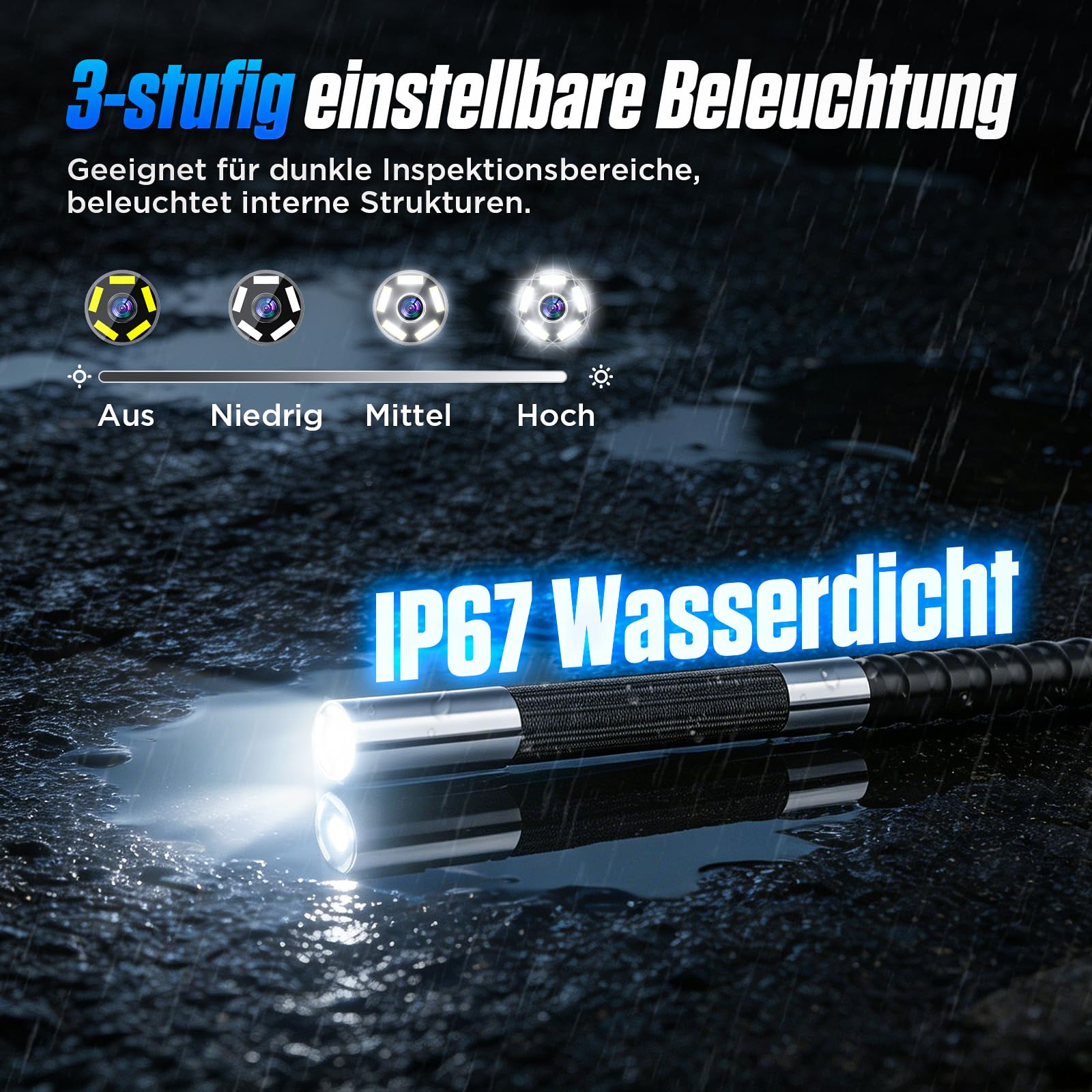 210° drehbare Endoskopkamera mit Licht, 1080P HD Inspektionskamera