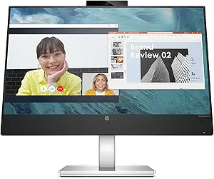 HP M24 Webcam-Monitor, 1080p IPS Display, 75Hz Refresh Rate, 23.8' Computer-Screen, 5MP-Camera with 2 Mics & Speakers, Always-On Blue Light Filter, Adjustable Stand, USB-C & HDMI, VESA-Mounting (2022)