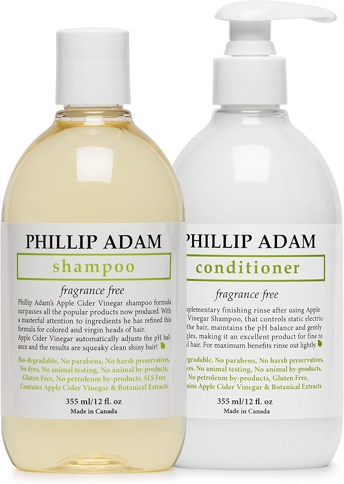 Phillip Adam Unscented Shampoo and Conditioner Set with Apple Cider