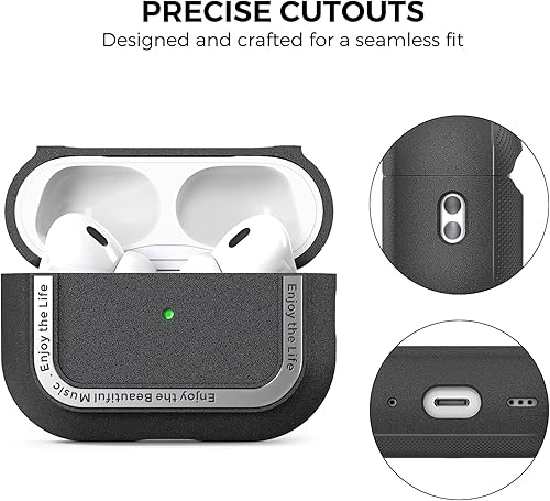 Miniatura 5 de Funda protectora de TPU Airpods Pro 2 con correa de mano y mosquetón para Airpods Pro 2 LED frontal visible compatible con carga inalámbrica para