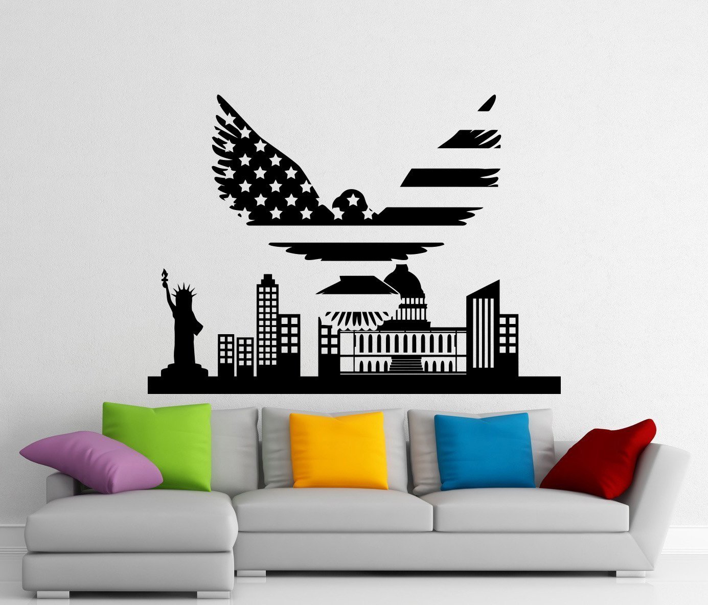 Buy AdecalsNew Statue of Liberty USA Eagle Wall Decal USA Vinyl Sticker