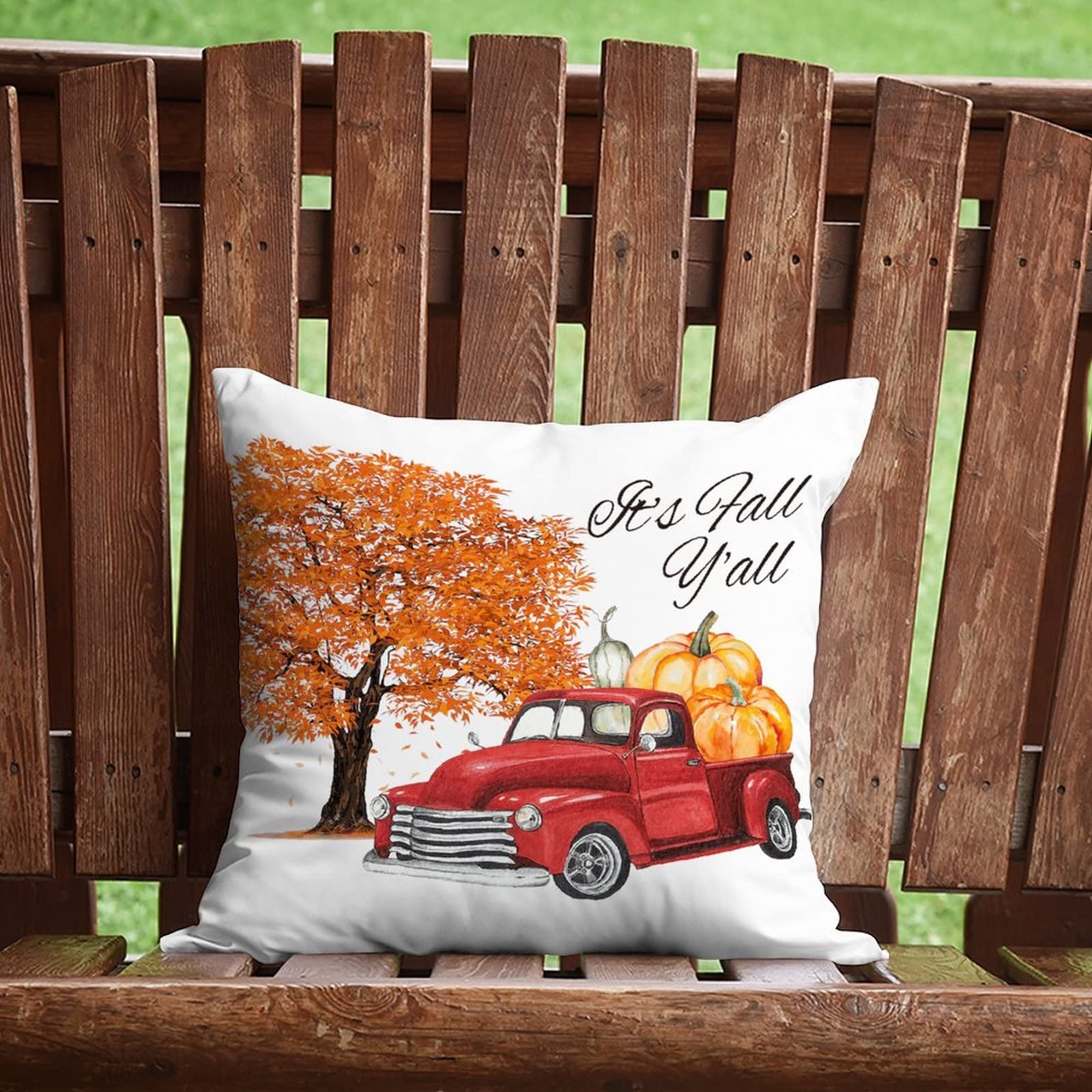 Set di 4 federe per cuscini con zucca arancione, 45,7 x 45,7 cm