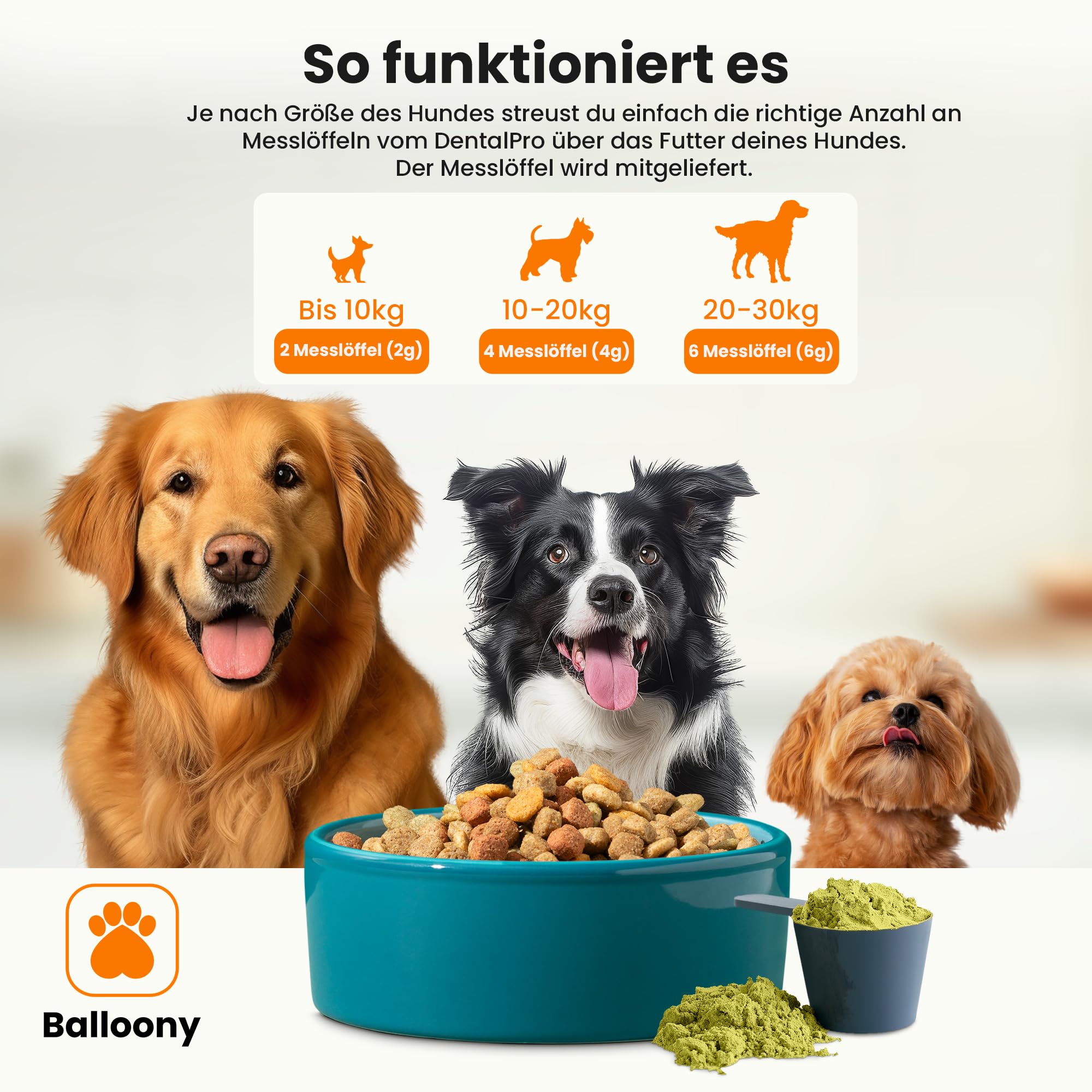Dental PRO - Polvo dental para perros – Limpieza dental natural contra la placa y el mal aliento – Fácil aplicación diaria (120 g)