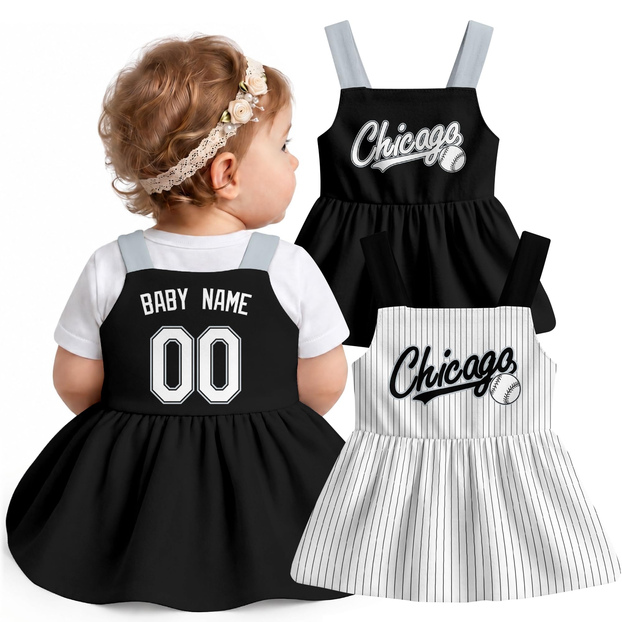 KREDE Baby Girl Clothes Custom Baby Strap Dress with Number Name for Baby Girl Gifts
