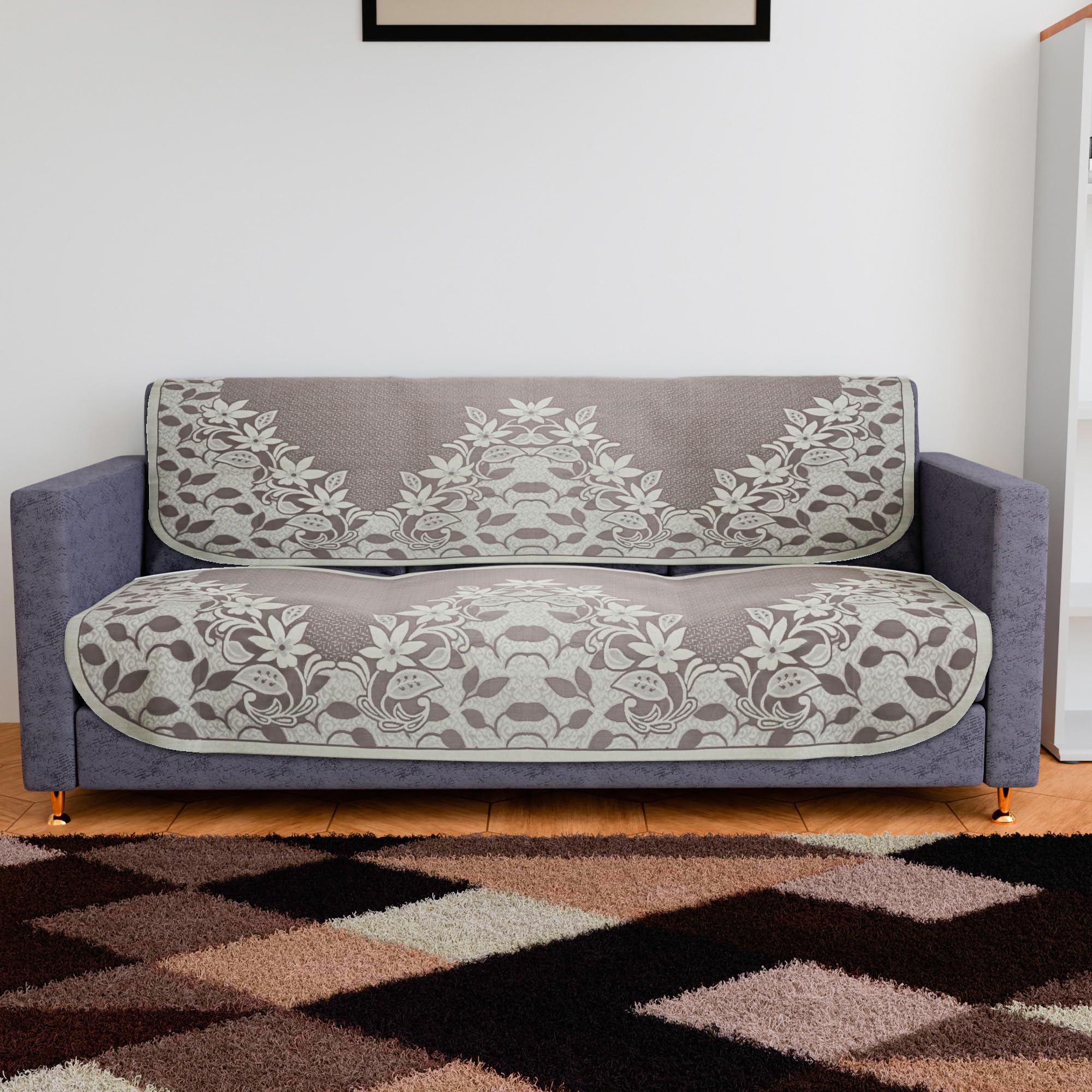 Kuber Industries Sofa Cover | 3-Seater Sofa Cover | Cotton Sofa Slip Cover | Sofa Cover for Living Room | Flower-Long Sheet Sofa Cover | Maroon-image-22