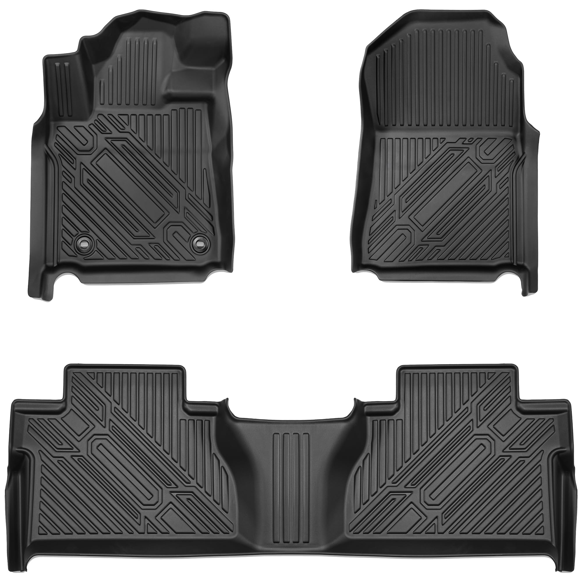 LASFIT Alfombrillas Para Toyota Tundra 2014-2021 CrewMax Cab, Revestimiento De Suelo Para Todo Tipo De Clima Para Tundra SR5/TRD/Limited TPE Tapetes Delanteros Y Traseros De 2 Filas, Color Negro