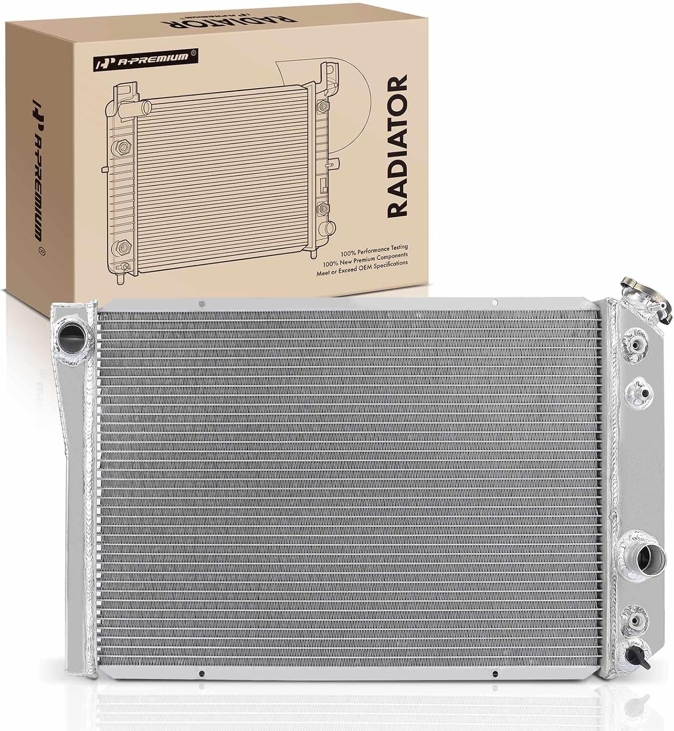 A-Premium Engine Coolant Radiator Assembly with Transmission Oil Cooler Compatible with Chevrolet Corvette 1984-1990 5.7L, Replace# 3052025, 3053501