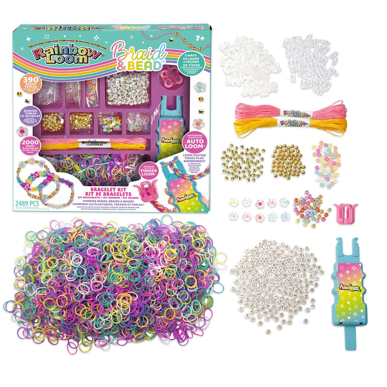 Rainbow Loom Cute Tique – Coffret Fabrication Automatique De Bracelets Élastiques - Loisir Créatif - Contient 1200 Élastiques, Auto-Loom Et Accessoires