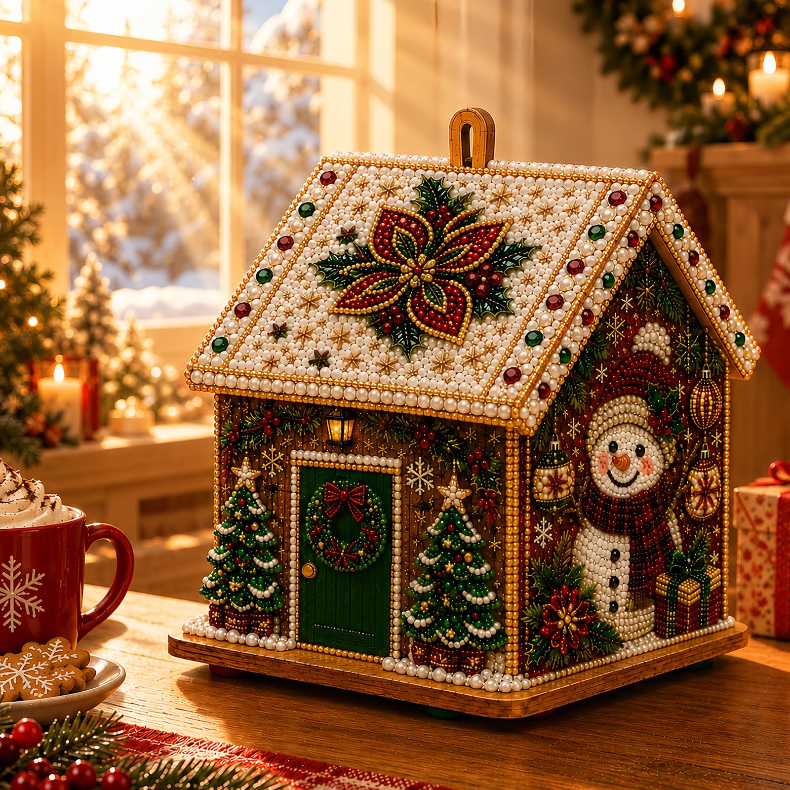 LIUBAI 3D Christmas House Diamond Painting Kit for Adults-D