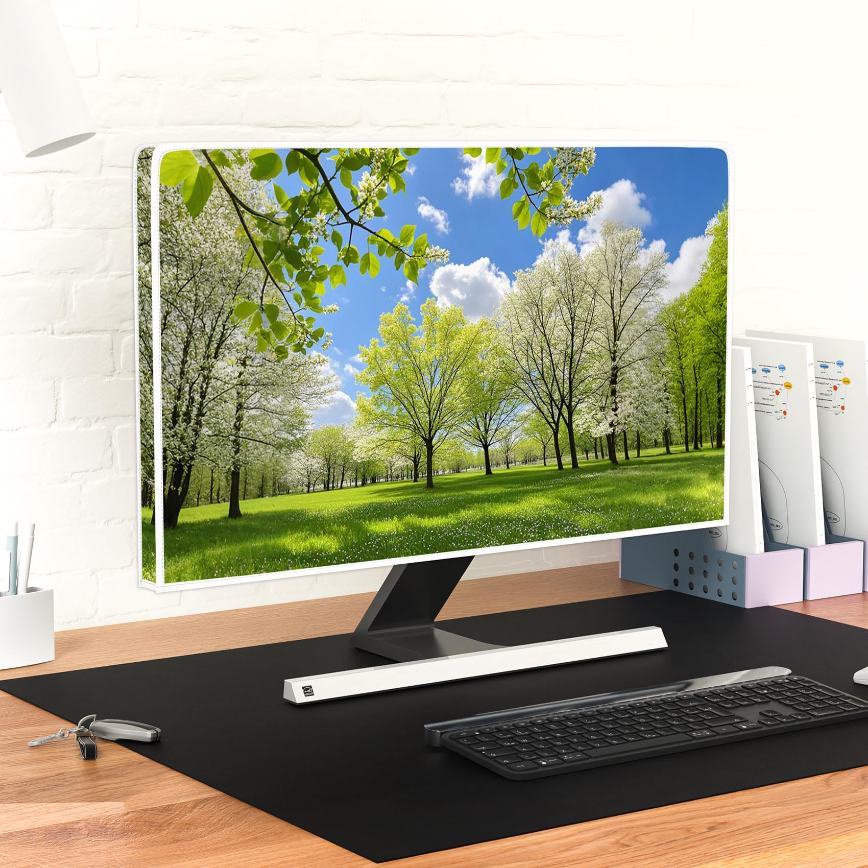 Wasserdichte Monitor-Staubschutzhüllen, 66 cm, 68 cm, 71 cm, Computer-Monitorabdeckung, kompatibel mit iMac 66-71 cm PC, Desktop und TV, Frühlingsansicht