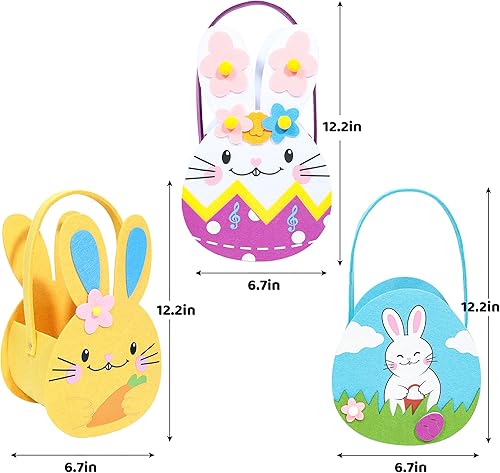 Miniatura 3 de JOYIN 3 cestas de Pascua, cestas de conejo de Pascua para niños, caza de huevos de Pascua, recuerdos de fiesta de Pascua, cubo de caza de huevos de