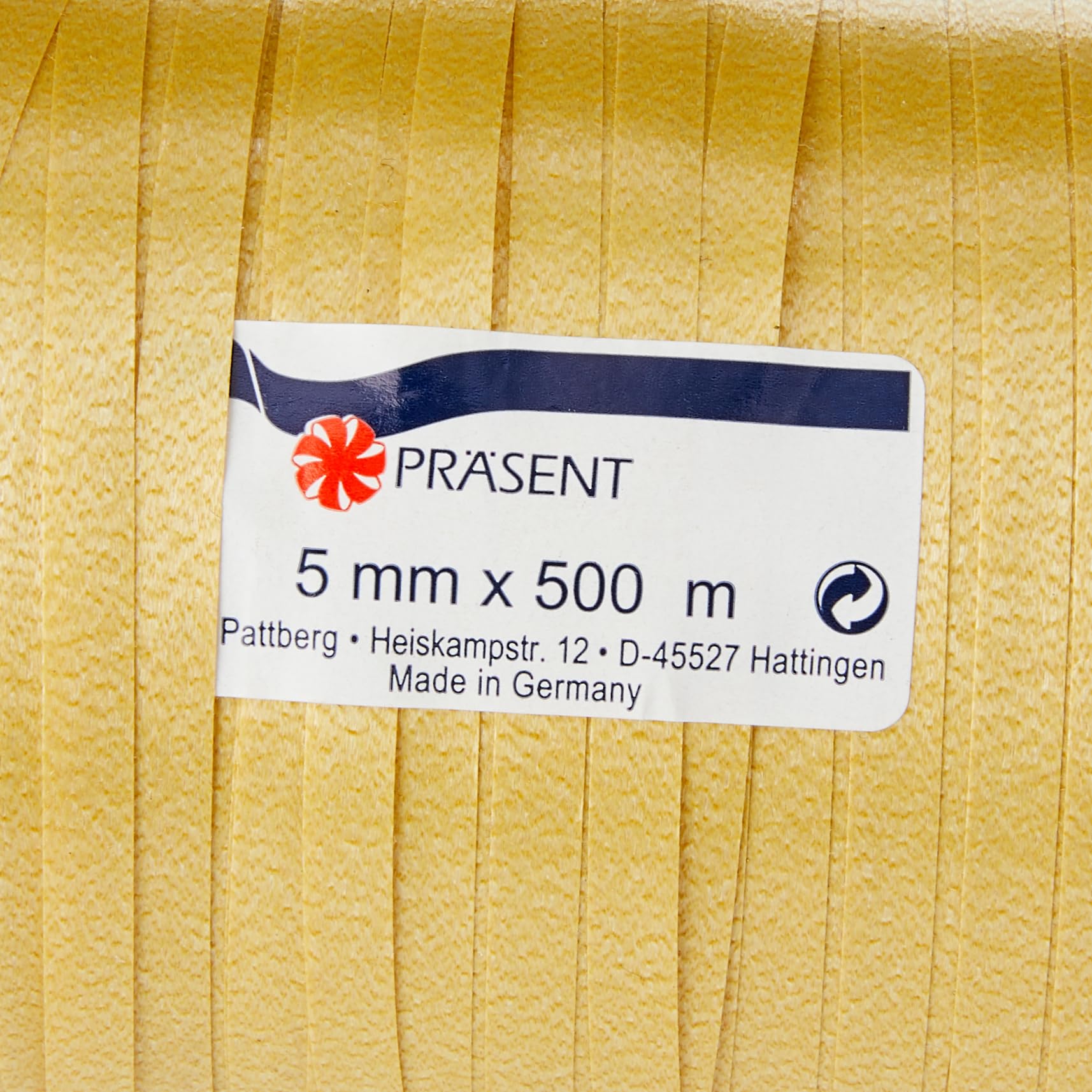 C.E. Pattberg Satin Jaune, Rouleau De 50 M De Ruban Satinée Pour Emballage Cadeau, Largeur 3 Mm, Accessoire De Décoration Et Bricolage, Ruban Décoratif Pour Présents, En Toute Occasion