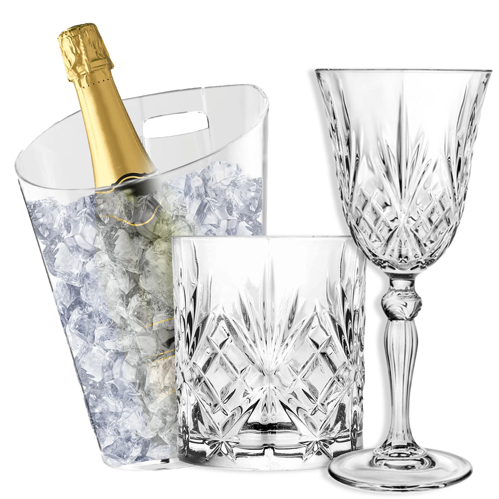 Sicignano | Juego de 6 copas de 27 cl, con 6 vasos de 34 cl, melodía para vino, agua, licores, cócteles, cristal ecológico, transparentes, resistentes, de regalo