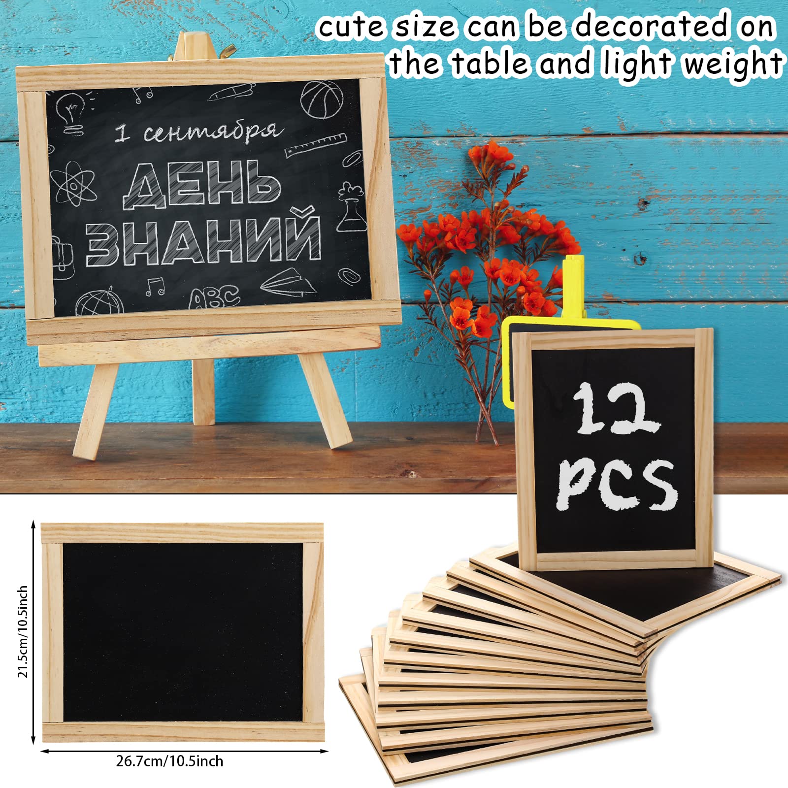 Harloon Kreidetafel, klein, 21.6x26.7 cm, doppelseitig, unlackiert, Holzrahmen, Kreidetafel, Mini-Schilder, Klassenzimmer, Schule, Zuhause, Büro, Kunsthandwerk, Hochzeit, Wandbehang, Menü (12 Stück)