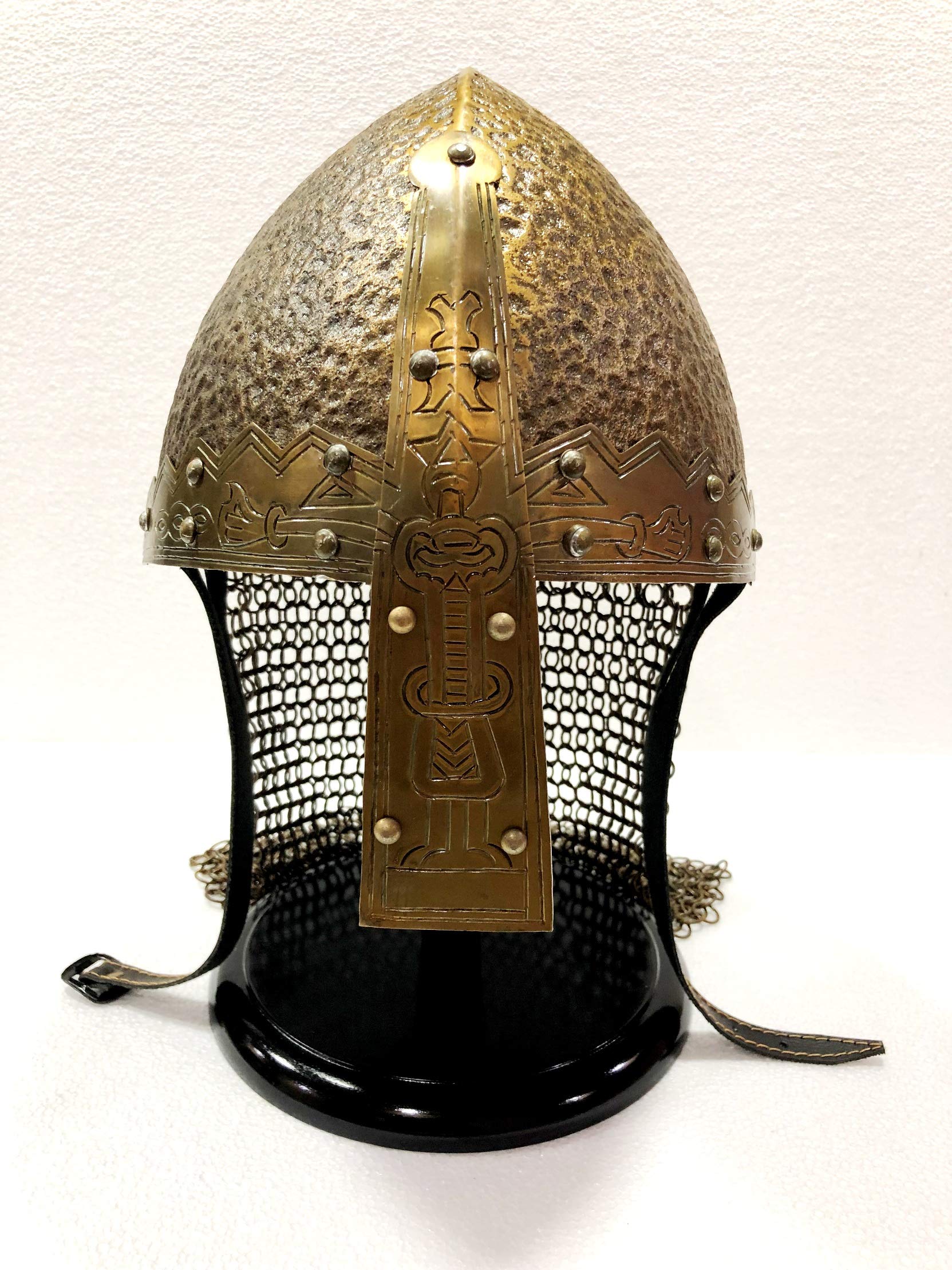 Casque Viking Gjermundbu Avec Cagoule Chaînes - Costume Médiéval, Acier 18 Gauge, Taille Adulte Standard