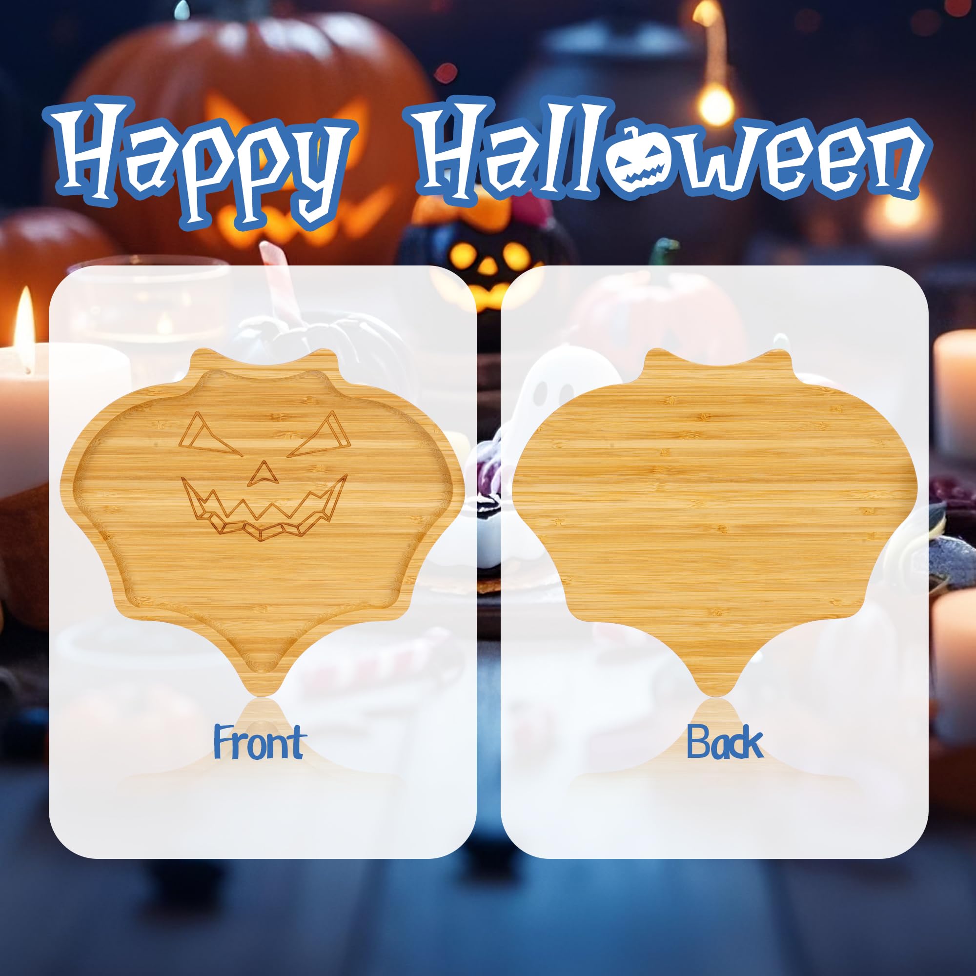 Tagliere di Halloween piccolo a forma di pipistrello – Bambù vassoio da portata per snack, dolci e caramelle, decorazione per la tavola delle feste