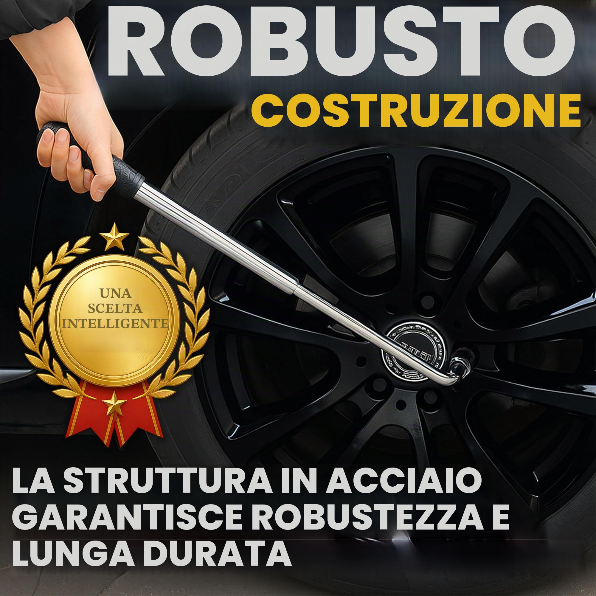 Retoo Chiave per Ruote Auto, Chiave Estensibile Per Dadi Ruota da 17/19mm e 21/23mm Regolabile 350-500 mm, Impugnatura Antiscivolo Gommata, 1/2" Acciaio Cromato, Attrezzo Veicoli Officina Moto
