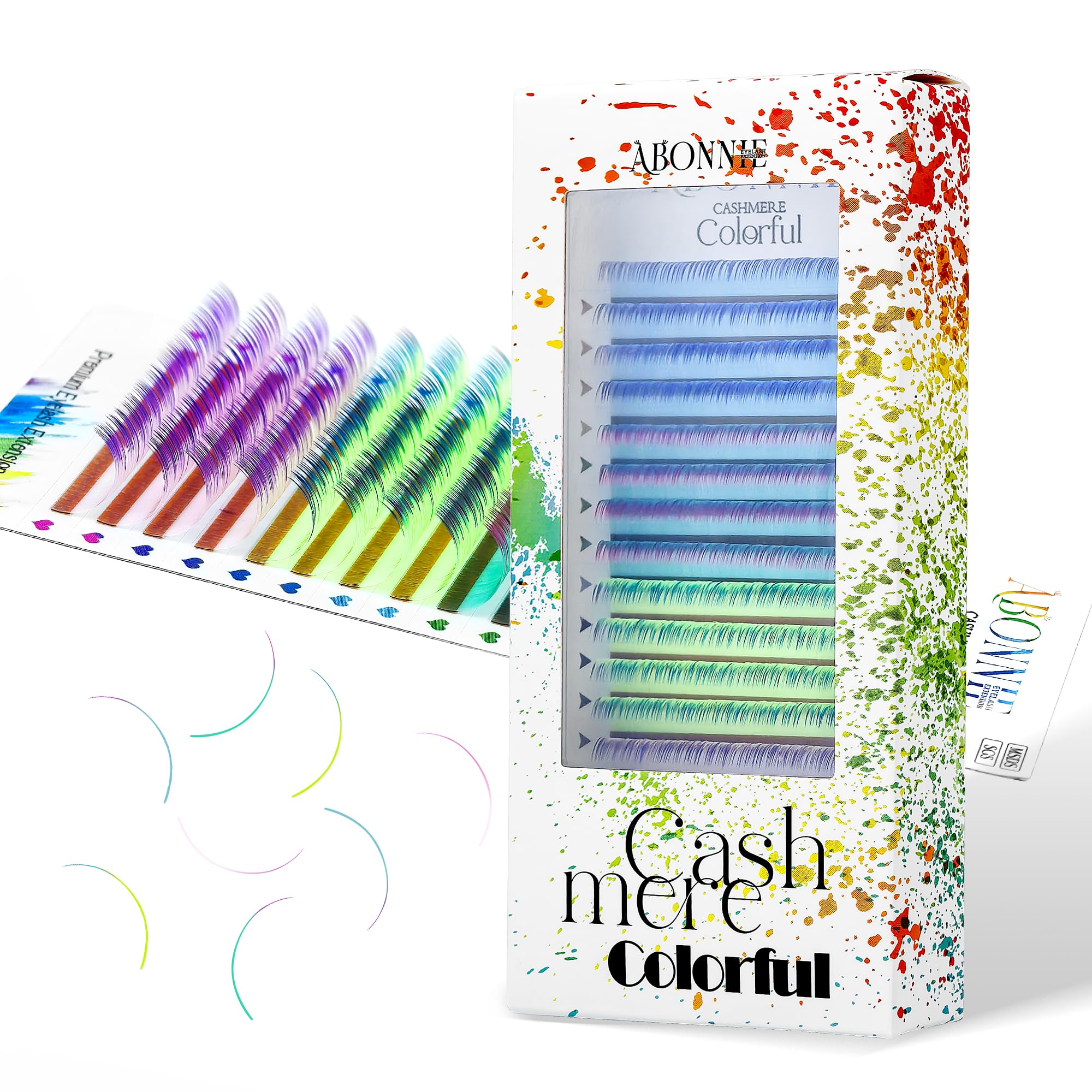 Colored Lash Extensions, 16 Rows Cashmere eyelashes, 0.07 D Curl 12-15mm Classic eyelash Extensions, Single Lash Extensions for Professional Salon Use