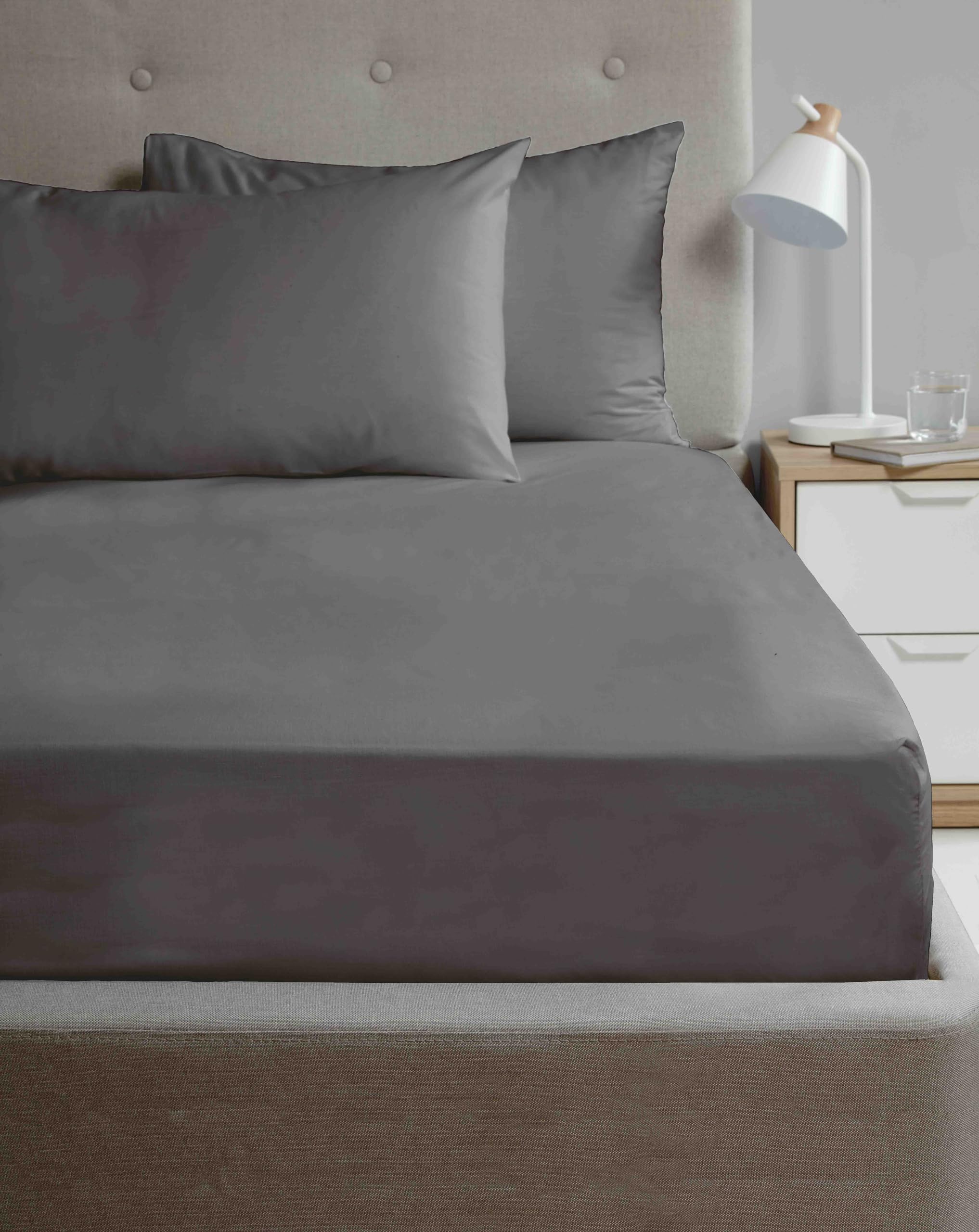 Rapport Home Microfibre Housewife Pillow Cases 2 Pack with Envelope Closure - Plain Charcoal Pair Pillowcases