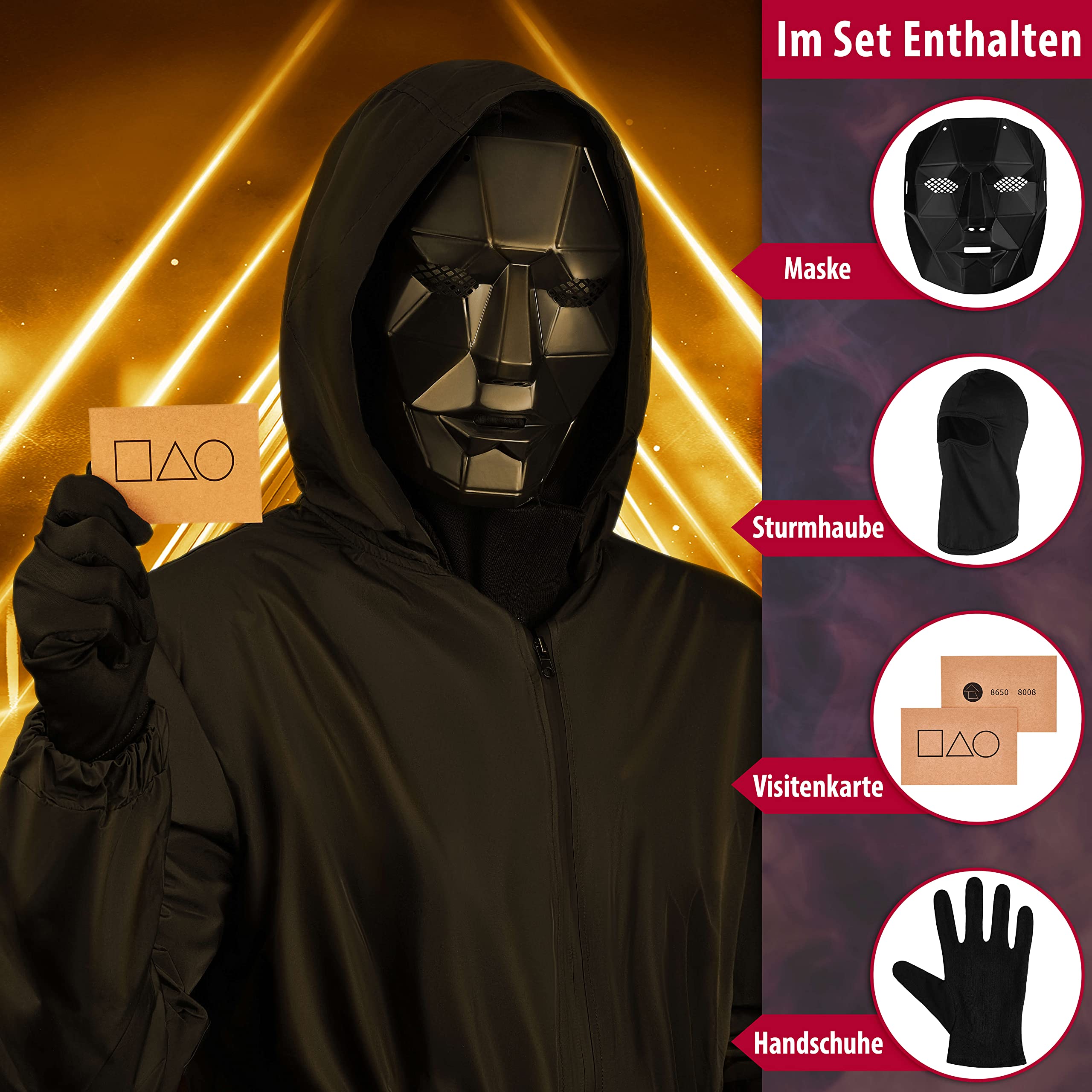 Balinco The Game Mask + Balaclava + Black Gloves + 1x Game Card for Halloween Carnival & Carnival as Costume for Men & Women (Boss) - Image 2