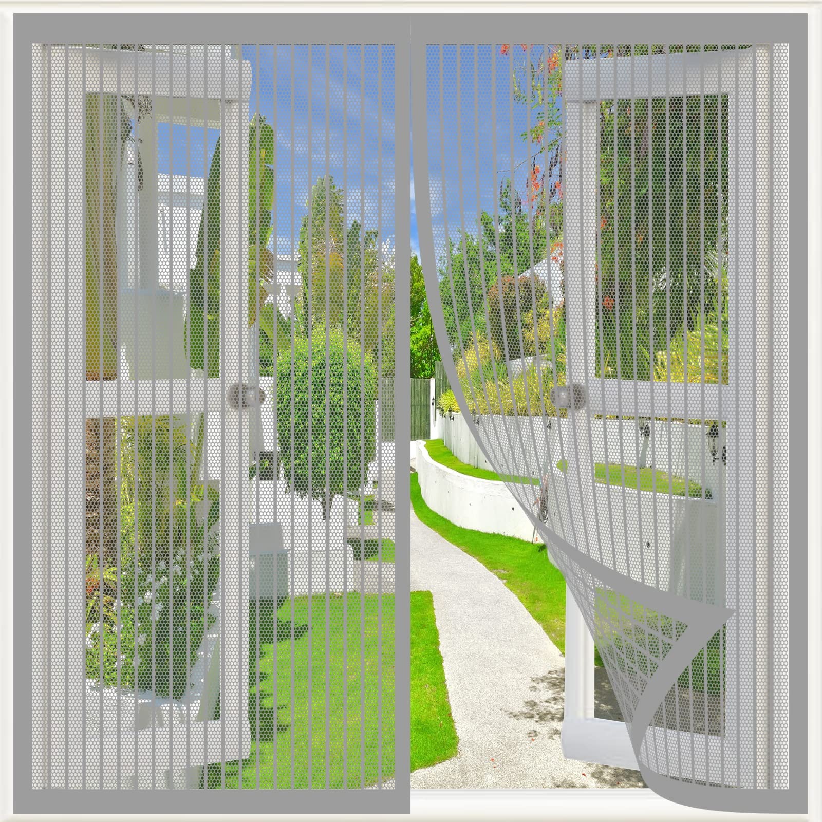 Moustiquaire fenêtre magnétique 150x155cm pour aérer la chambre en été sans insectes