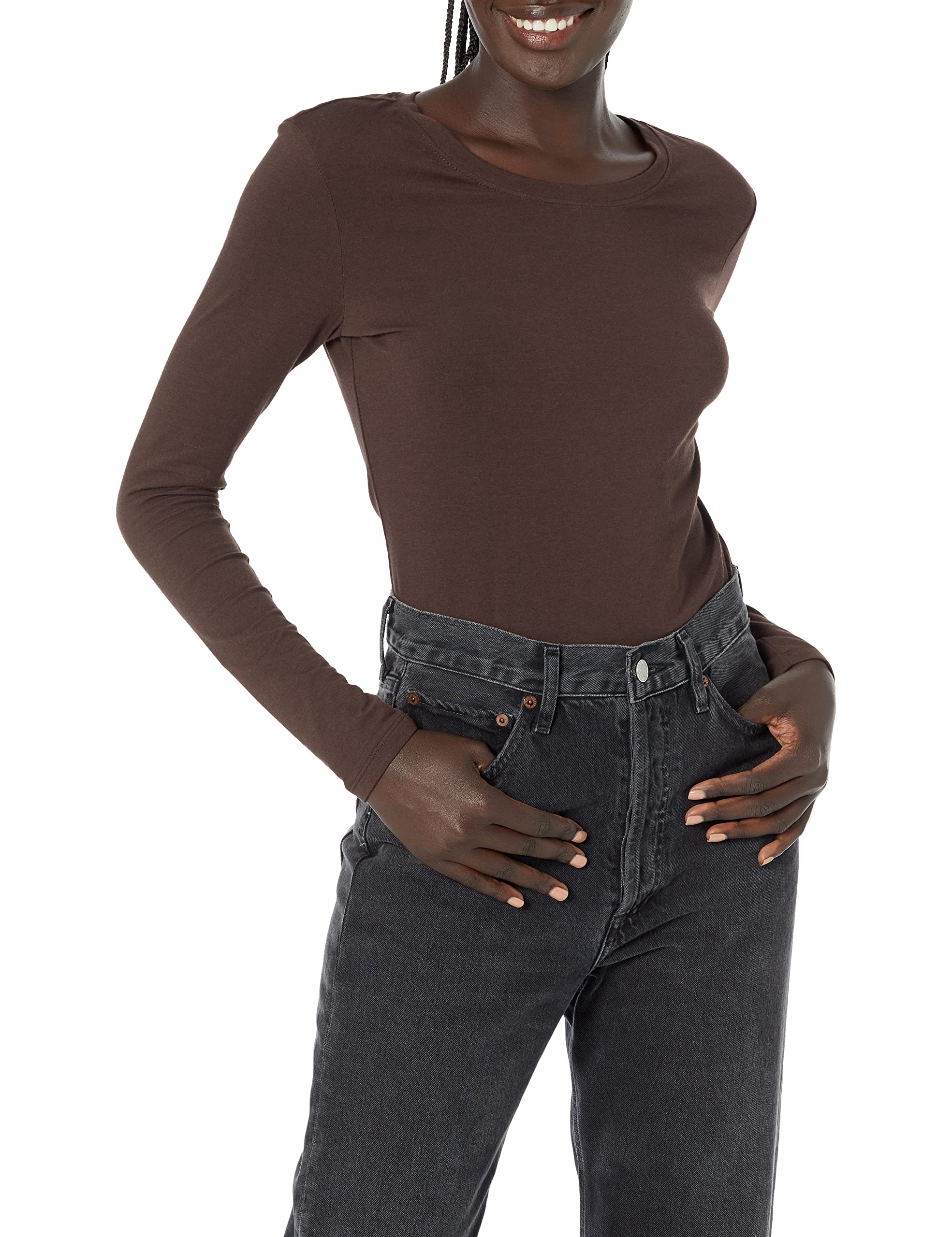 Amazon Essentials T-Shirt Girocollo a Maniche Lunghe, vestibilità Classica (Disponibile in Taglie Forti) Donna