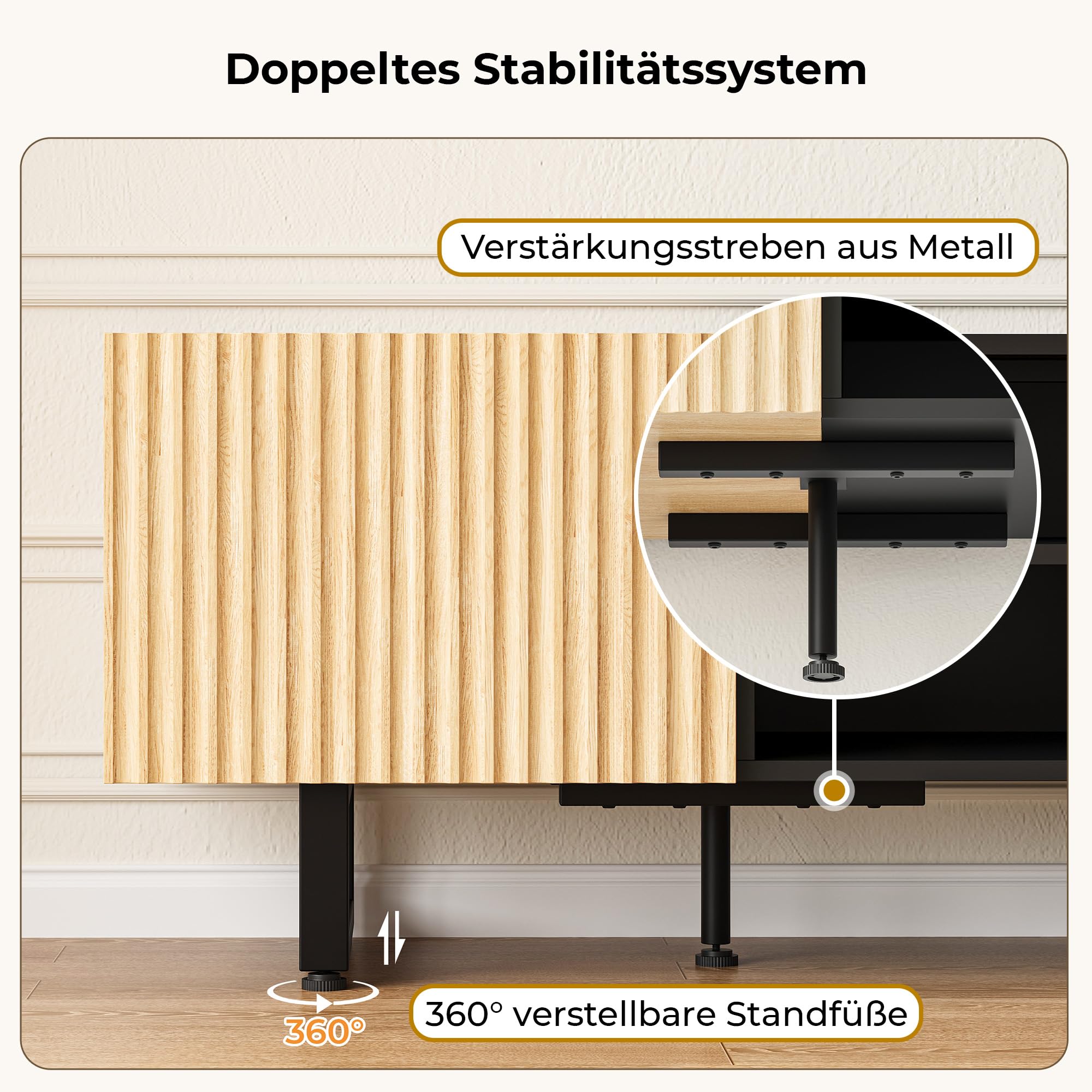 IRONCK TV Schrank 180cm Lowboard für Fernseher bis zu 65/75/80 Zoll, Fernsehtisch mit 2 Türen 3 offenen Fächern, Fernsehschrank Holz, Modern TV Board für Wohnzimmer, Schlafzimmer (Walnussholz)