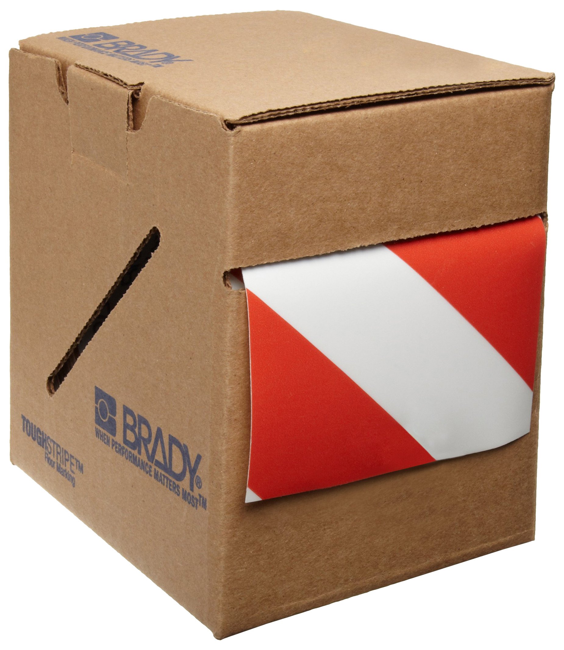 Toughstripe Striped Ribbon, 101.60mm x 30.48m, Red/White