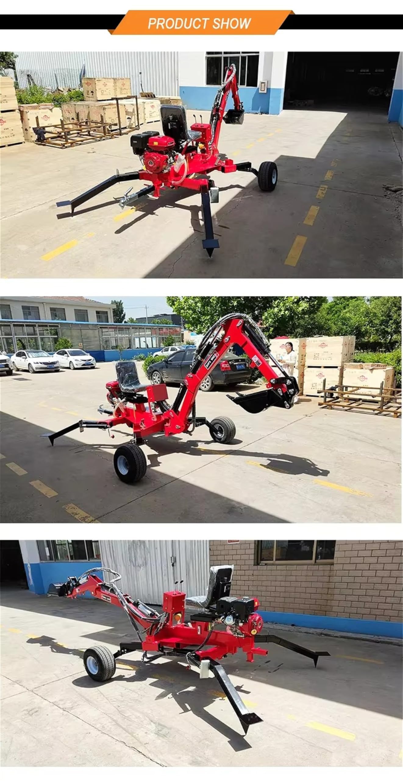 Escavatore a cucchiaia rovesciata, mini escavatore idraulico a 360° con benne intercambiabili, terna rimorchiabile compatta per trattori agricoli e scavi