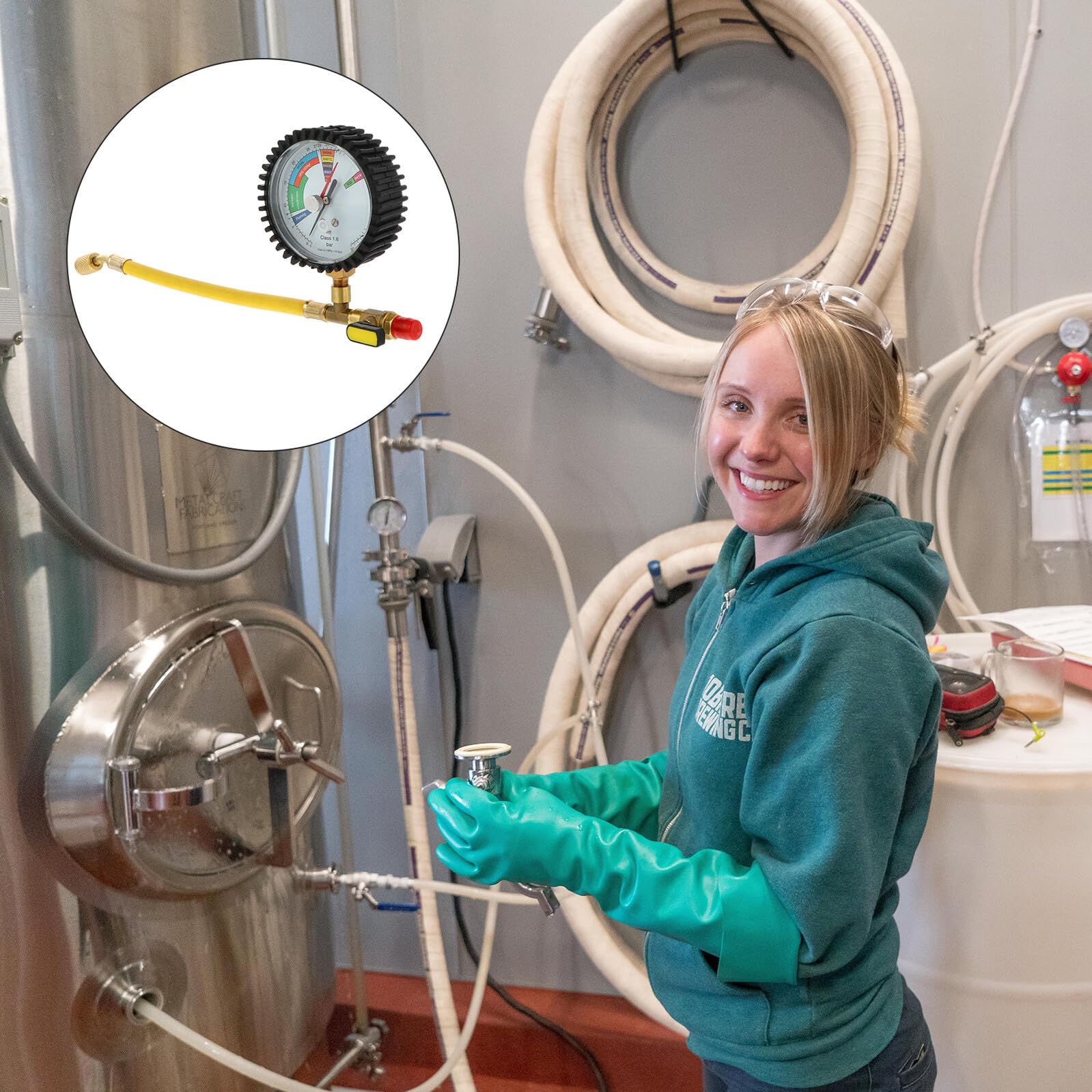 iplusmile Druckprüfgerät für Kühlsysteme mit Stickstoff Druckmessgerät und Messing Kugelventil Kälteprüfgerät für Sommeratmosphäre Präziser Luftdrucktester mit Großem Display