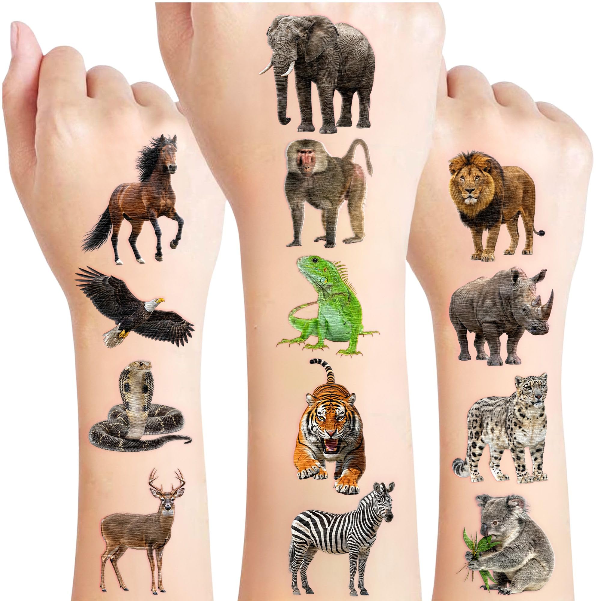 96 PCS Wild Animal Temporary Tattoos For Kids, Birthday Party Favors | Pre-Cut Waterproof…
