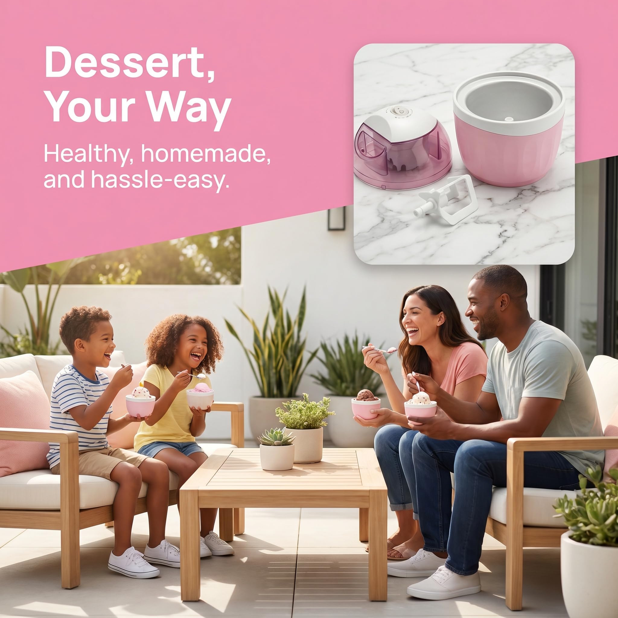 Mini Sorbetière Domestique, Préparation Rapide En 15 Minutes, Utilisation Intuitive, Compacte Et Électrique, Idéale Pour Réaliser Vos Desserts Maison, Glaces Artisanales, Yaourts Glacés Et