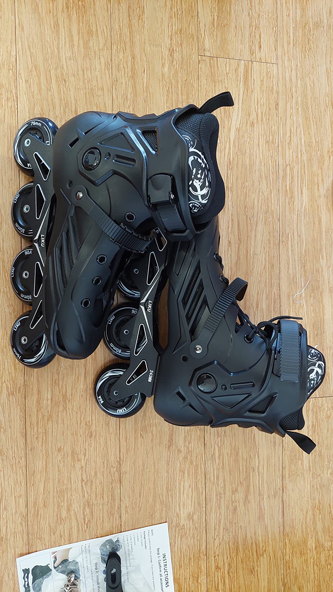 LIKU Black Professional Roller Inline Skates Unisex Sports, Fitness & Outdoors